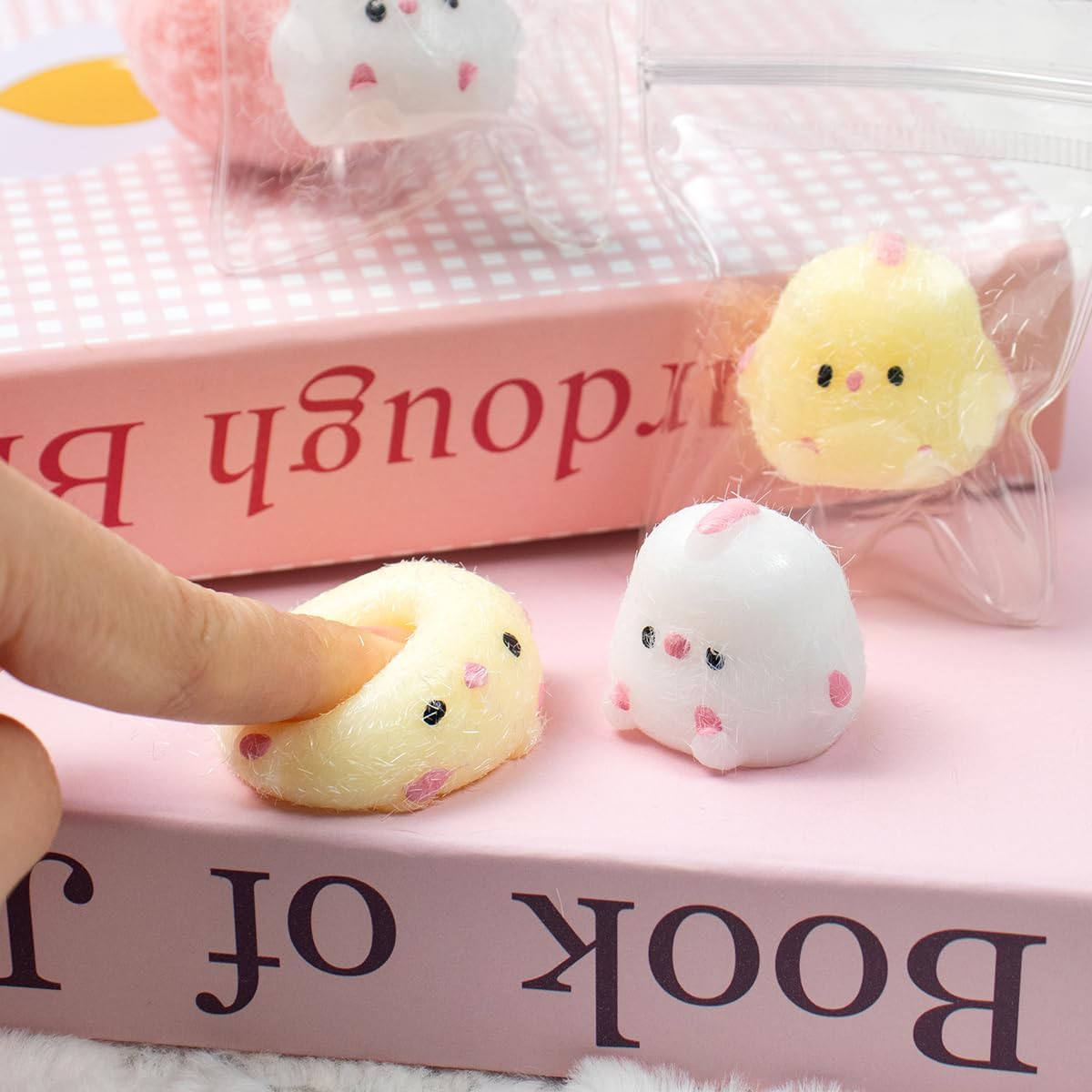 4Pcs Mini Taba Squishies Squichy Chick Toy Party Favors for Kids, Fufu Squishy Fidget Toys Small Chick White/Yellow Squeeze Toy for Stress Relief Suitable for Adults Kids image number 3