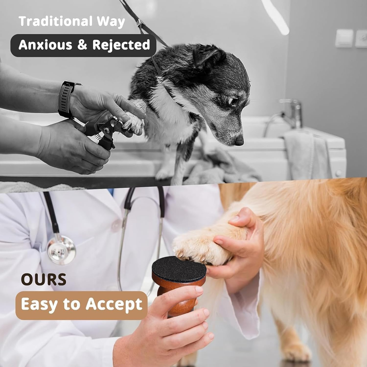 Wooden Dog Nail File with Replaceable Filing Discs, 1Pc Wooden Dog Nail Scraper Dog Scratch Pad with 7Pcs Sandpapers and 1Pc Cleaning Brush,Wooden Dog Nail Scratch Board Dog Nail Grinder, Brown - Black image number 5