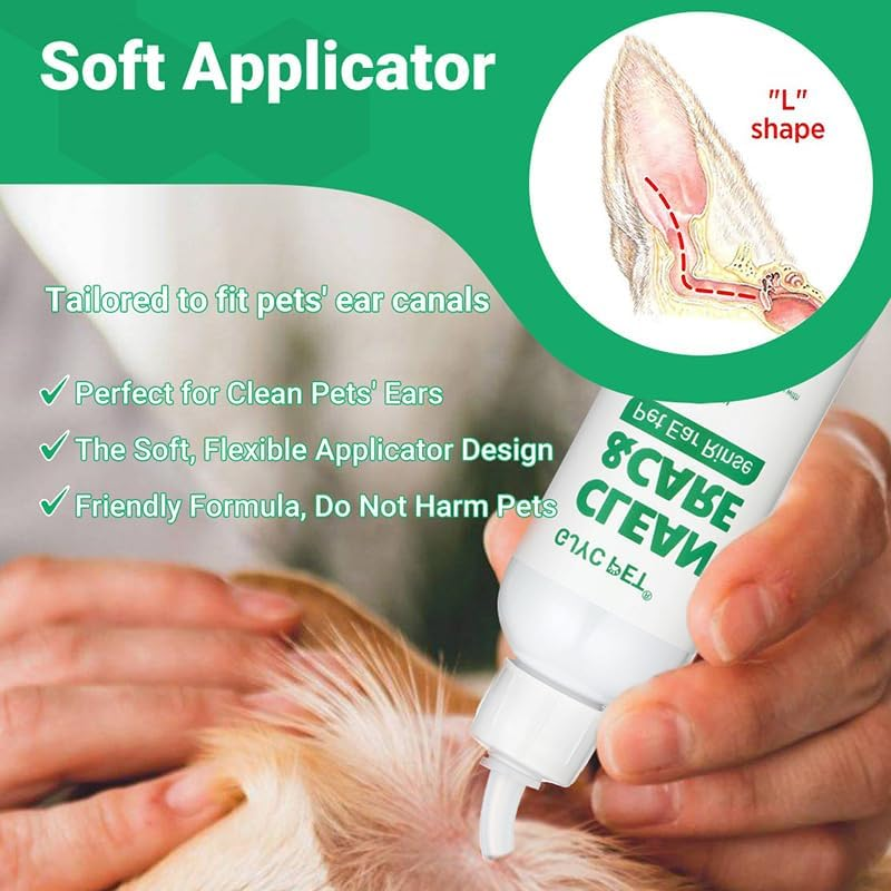 Pet Ear Rinse with Coconut Oil and Aloe Vera, Gentle Cleaning Solution for Dogs and Cats, 120Ml