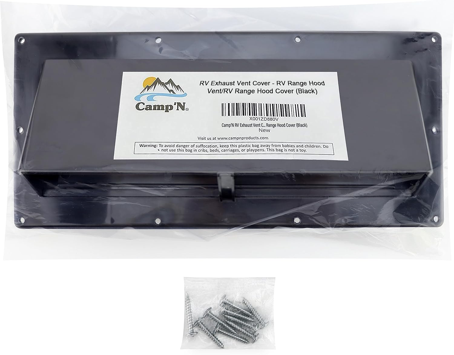 Camp'N RV Exhaust Vent Cover - RV Range Hood Vent/Rv Range Hood Cover/Sidewall Vent W/Locking Flap (Black) image number 3