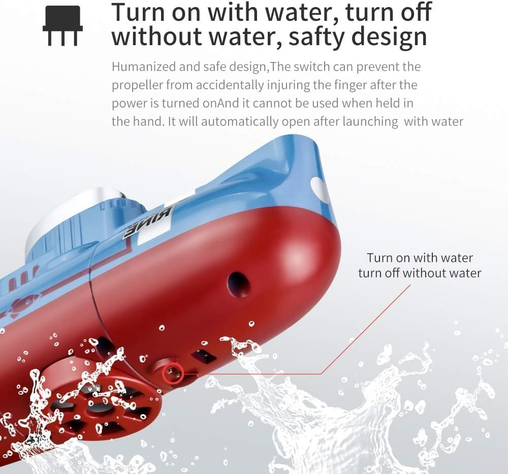 B-Qtech Remote Control Mini Submarine Toy, 6M/Min RC Underwater Boat, 360&deg; Rotatable High Speed Submarine Model, Electric Water Toys Marine Boat Kids Gift 8+ image number 6