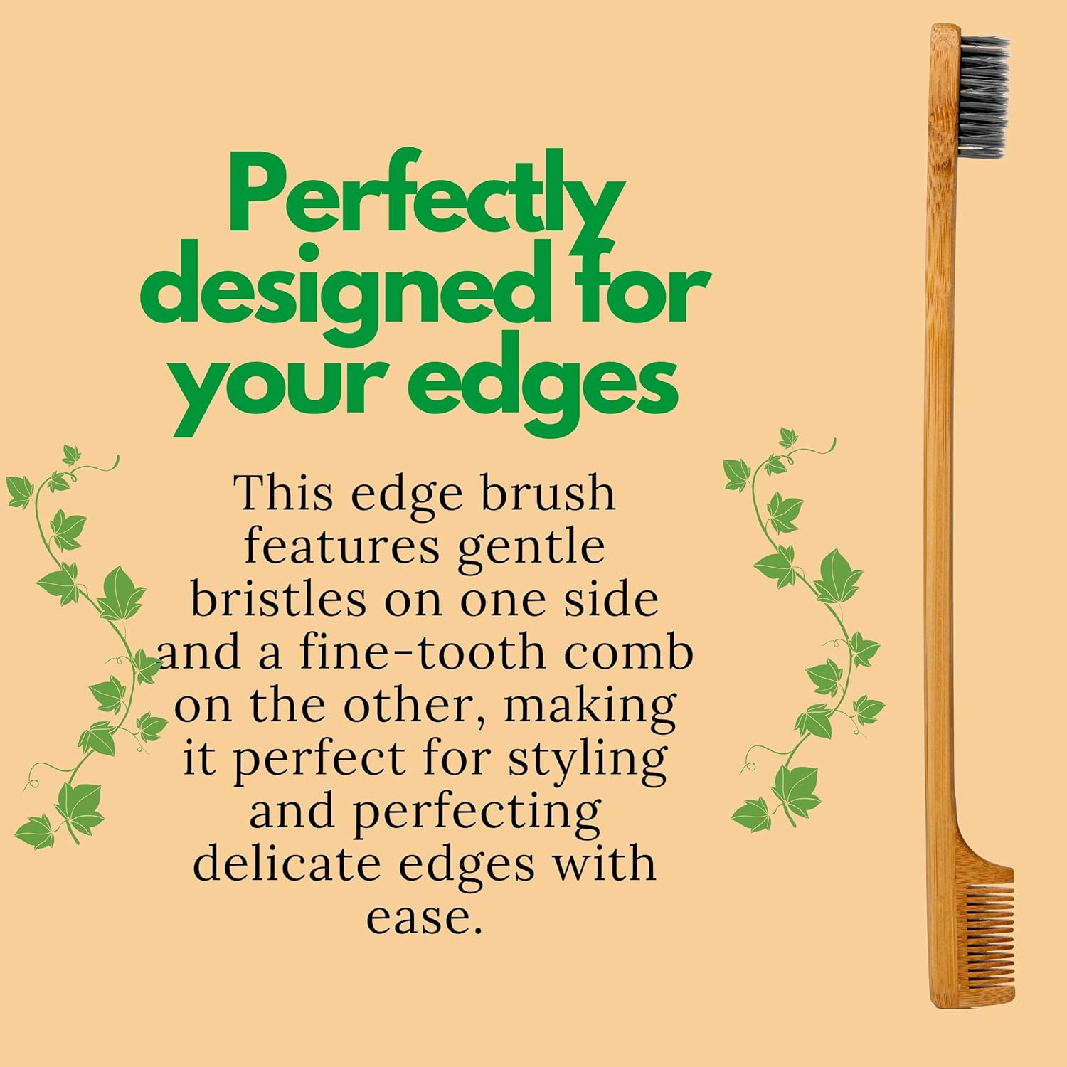 Grannaturals Edges Brush and Comb for Edge Control - Sturdy Bamboo Handle - Styling & Gentle Care Tools - Edge Fixer for Baby Hairs - Compact Curling Accessories for Curly Hair image number 5