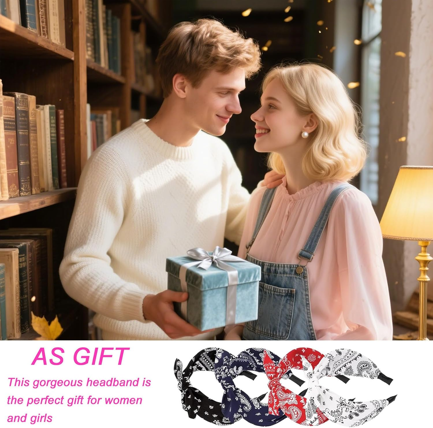 Pack of 4 Wide Paisley Headbands, Bow Hair Bands, Vintage Headband with Knots, Rockabilly Headbands, Turban, Elastic Hair Bands, Non-Slip Hair Accessories, Hair Accessories for Women and Girls image number 1