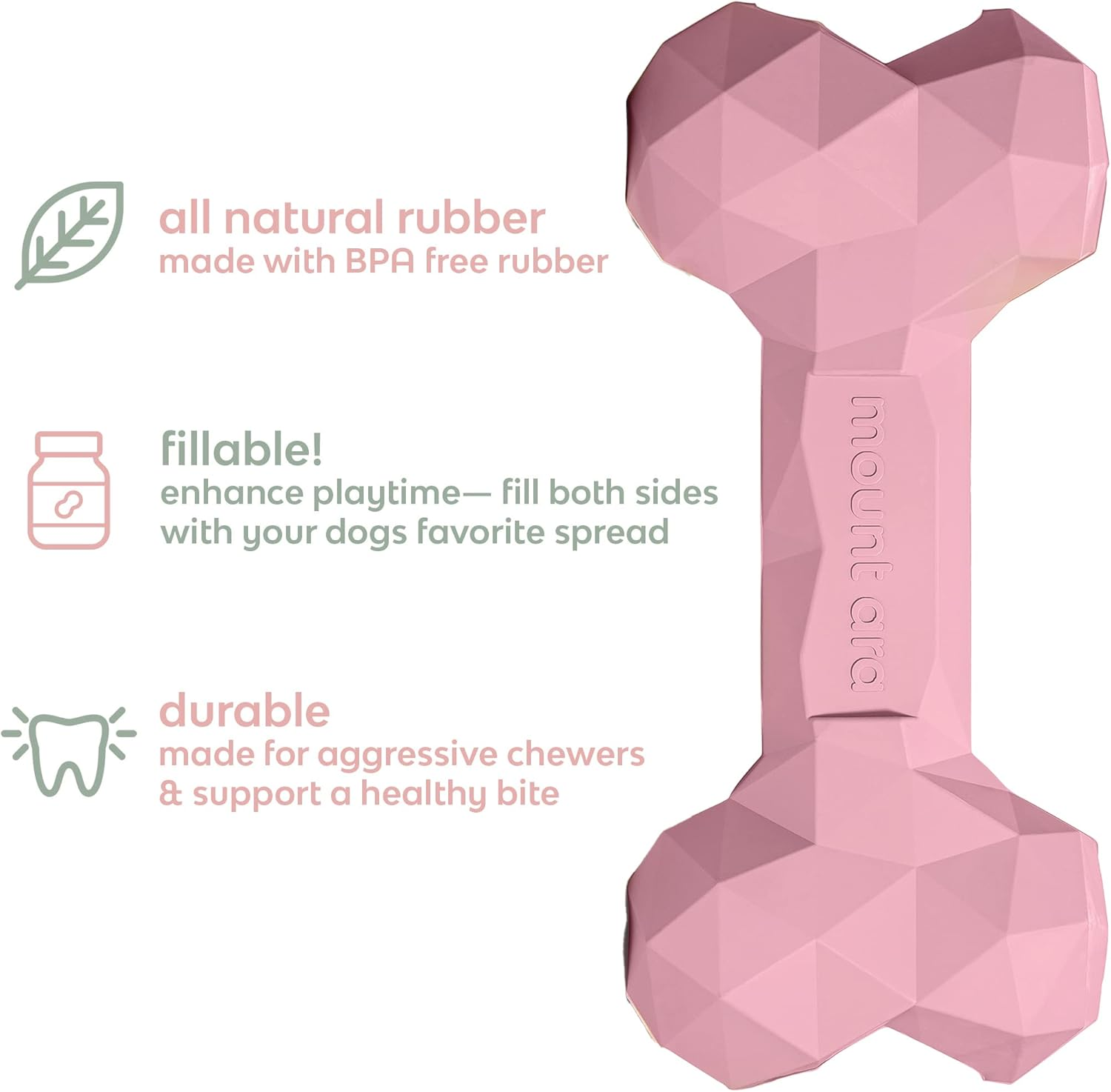 Mount Ara Super BITE Bpa-Free Rubber Fillable Dog Chew Toy, Aggressive Chewer Toy, Peanut Butter Toy image number 3