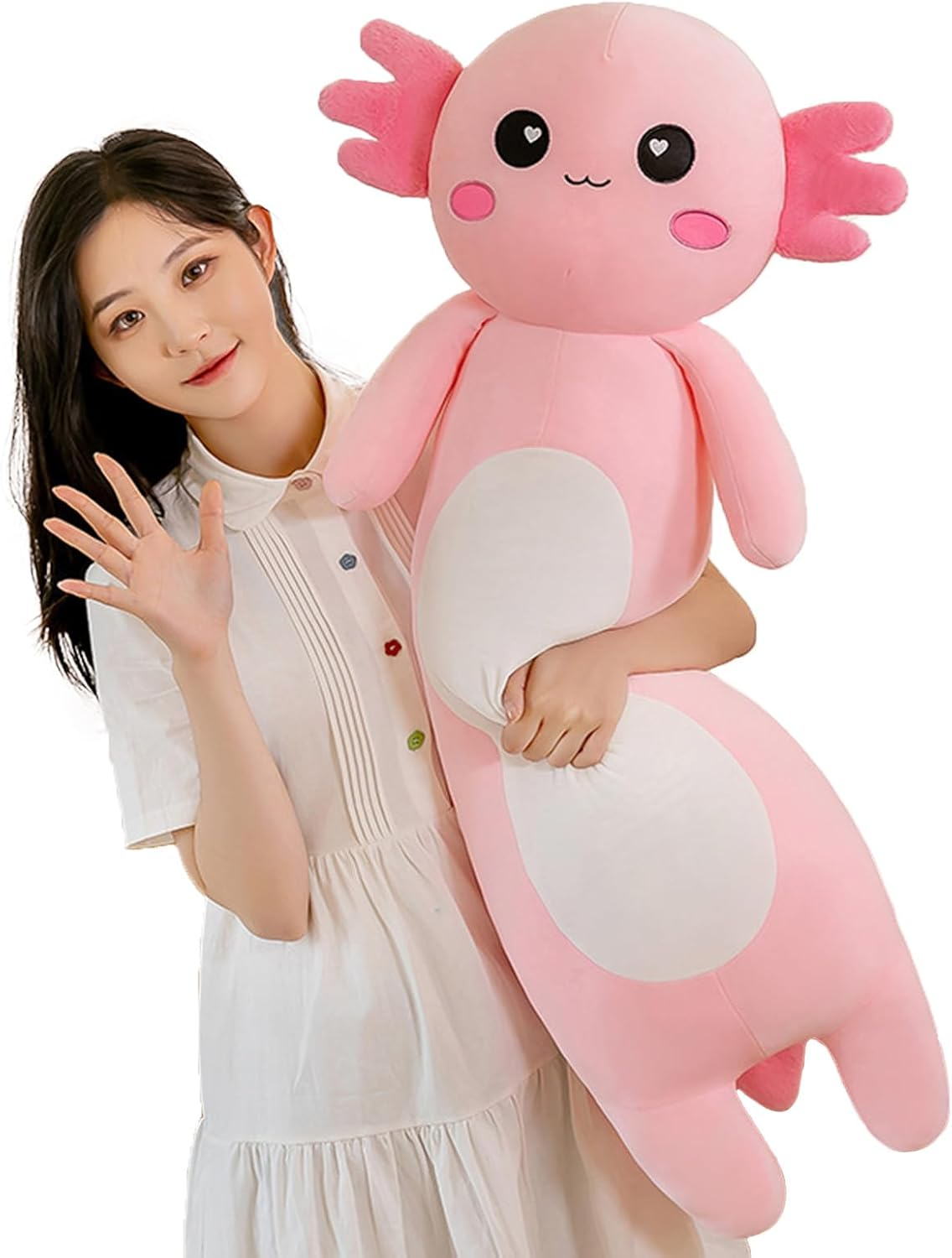 Somao Long Axolotl Plush Pillow, Cute Axolotl Stuffed Animal Body Plush Soft Plushies Doll Toy for Girls Boys(100Cm/39.3Inch,Blue)