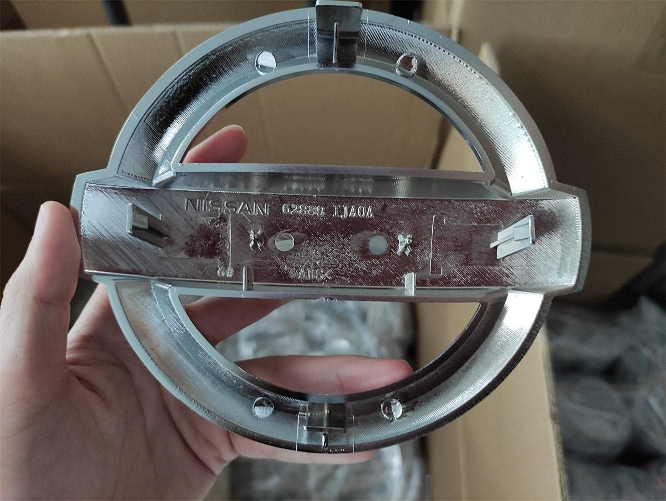 Car Front Grille Emblem Compatible with Nissan 2013-2018 Altima Murano Rogue Maxima Auto Vehicle Chrome ABS Plastic Head Grill Badge Sticker (OEM 62890 1JA0A) image number 1