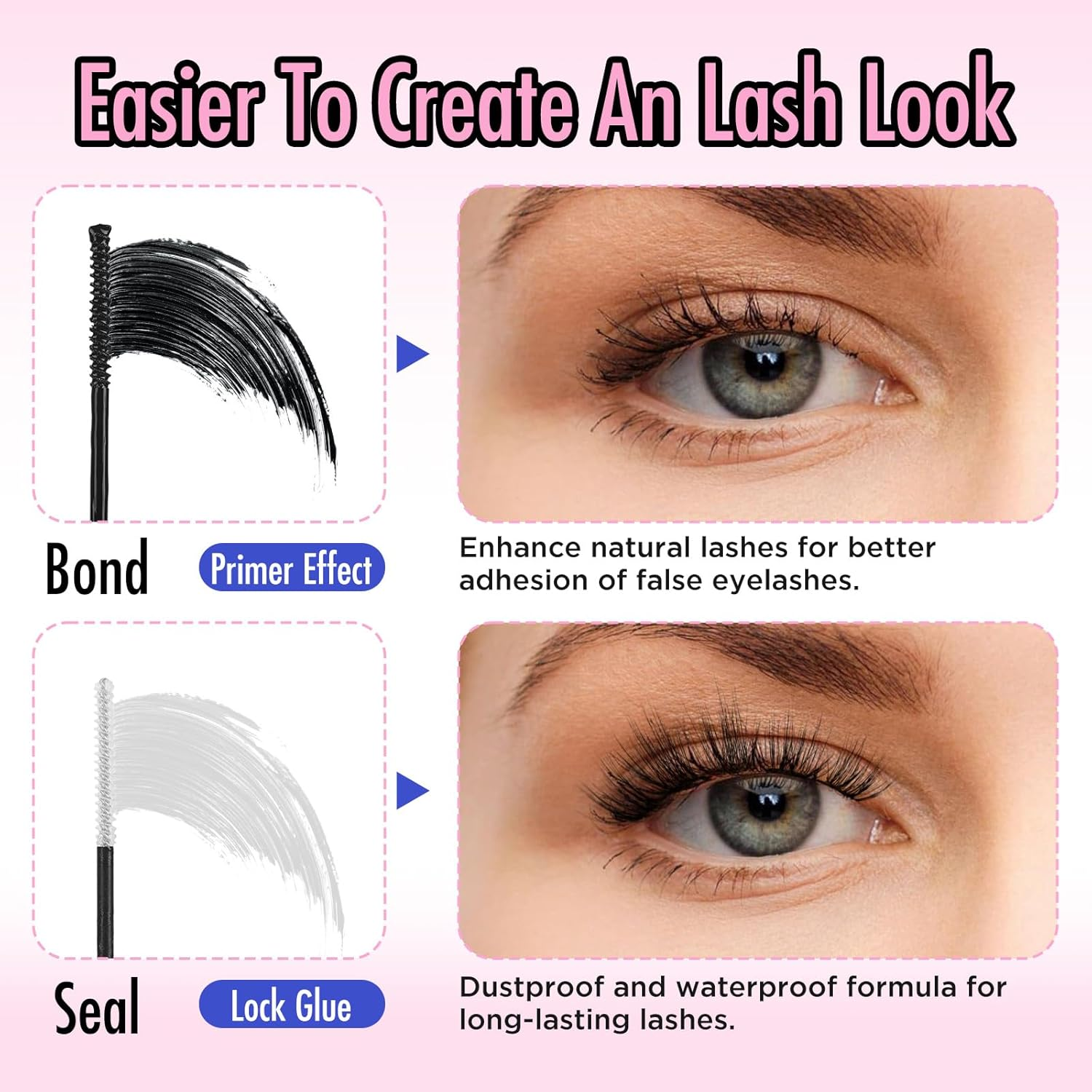 BEPHOLAN Lash Bond and Seal, DIY Eyelash Extension Bond & Seal, Lash Glue Mascara Infused with Biotin & Vitamin E&ndash;Super Strong Hold & Latex Free, Suitable for Sensitive Eyes, 0.30 Oz image number 1