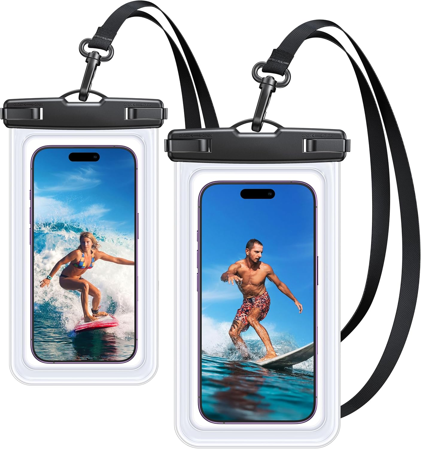 Coolpow【2 Pack】 Waterproof Phone Pouch Case【Easy Lock & Heavy Duty】 IPX8 Water Proof Phone Case Cellphone Dry Bag for Iphone 17 Pro Max16 15 14 13 12, S25 S24, 4-7" Cellphones Beach Essentials image number 2