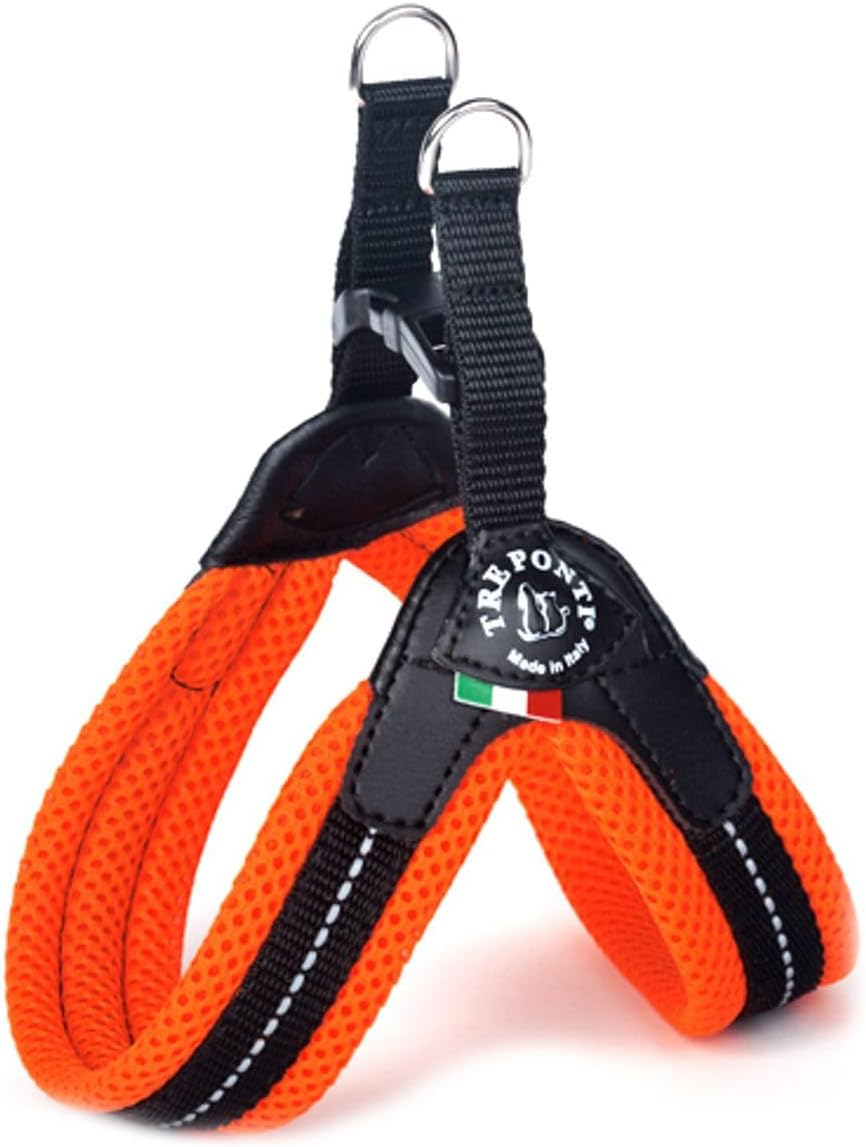 TRE PONTI Easy Fit Mesh Fix Neon Dog Harness, Size 1, Orange