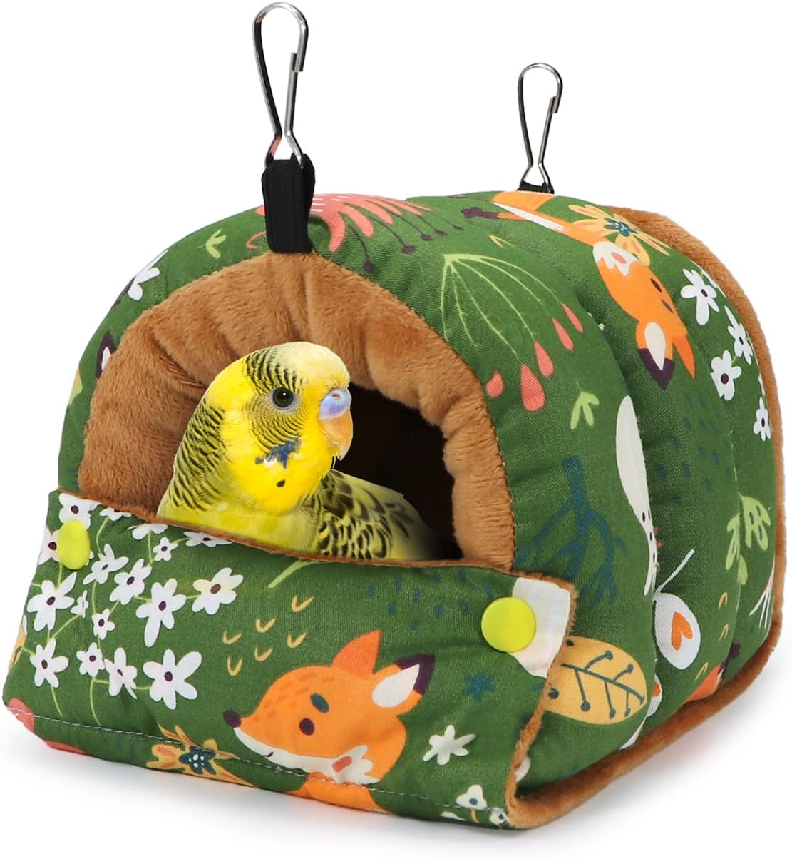 Wontee Bird Nest House Winter Warm Snuggle Hut Bird Bed Hanging Hammock for Parrots Budgies Parakeets Caique Senegal Cockatiels Conures (Small, Green) image number 2
