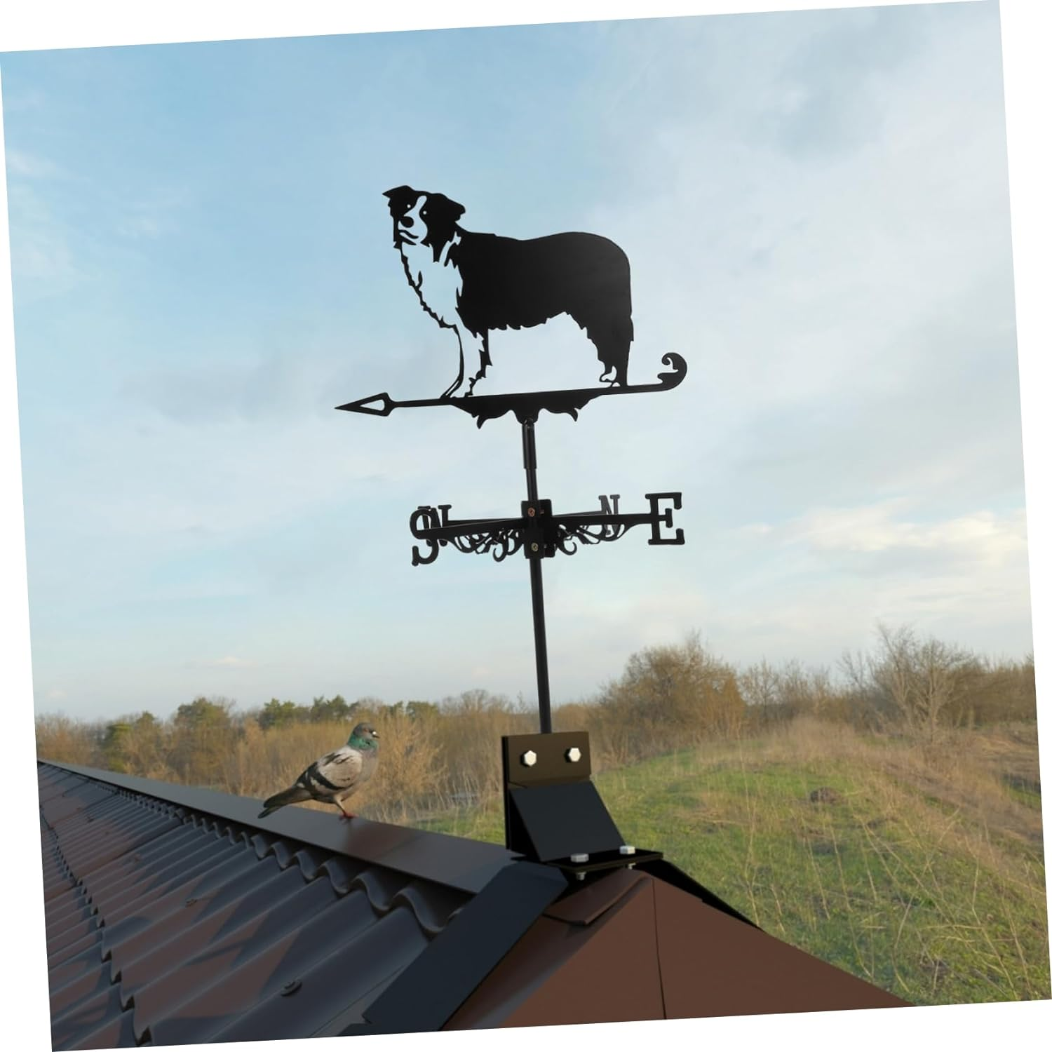 MERRYHAPY Sturdy Iron Weathervane Roof Yard Decor Large 3D Dog Weather Vane for Decorative Use image number 5