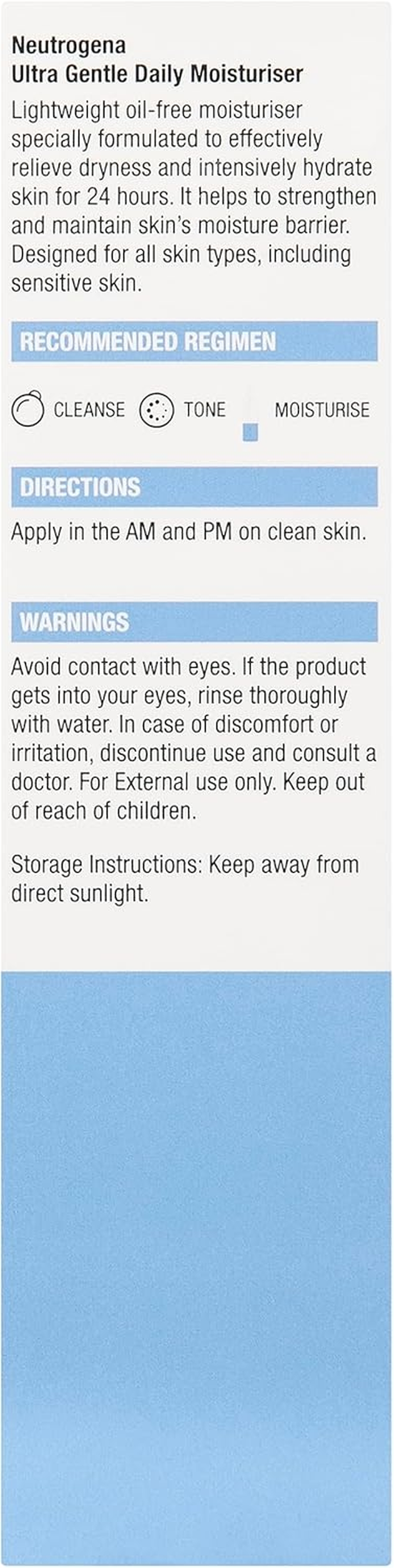 Neutrogena Ultra Gentle Daily Face Moisturiser Sensitive 100Ml image number 6