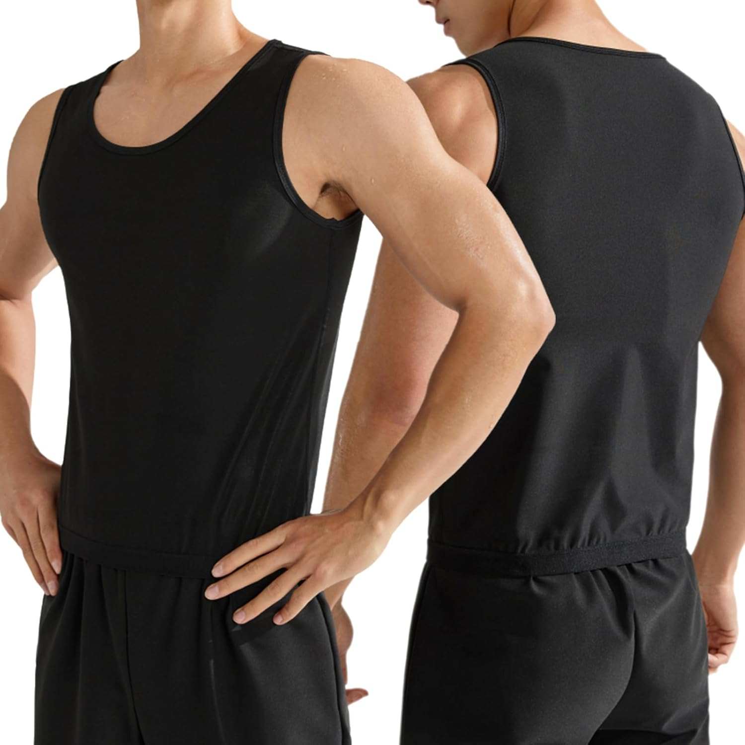 Viiotu Men'S Sauna Vest, PU Milk Silk Sweat Suit, Triples Sweating Boost Calorie Burn Sweat Suits for Weight Loss, Ideal for Fitness - Oriented Men image number 1