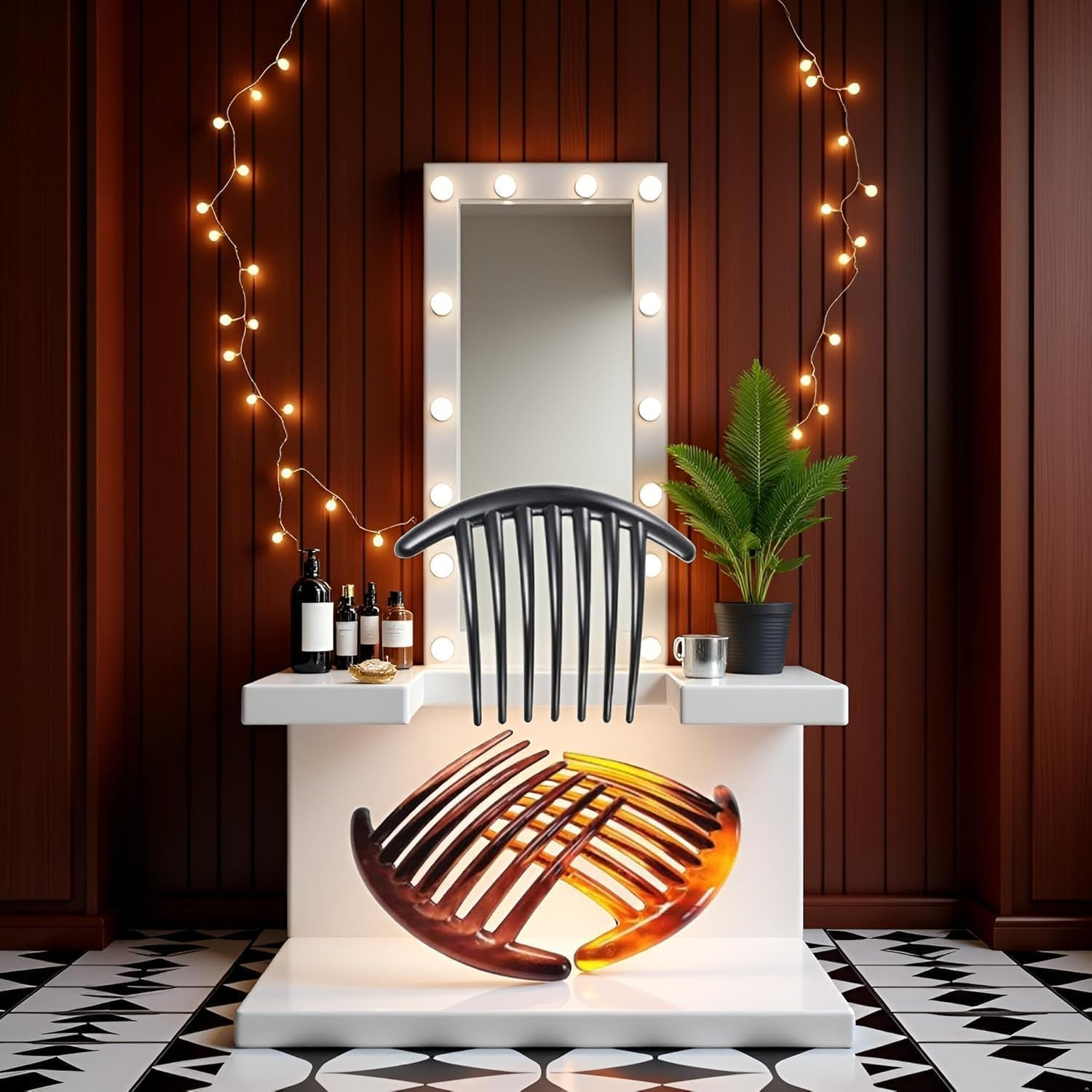 7 Tooth French Twist Comb, 3PCS Plastic Hair Clip, Hair Side Combs, Hair Accessory for Women Girls, Hair Clip Comb Accessories (Black and Brown) image number 5