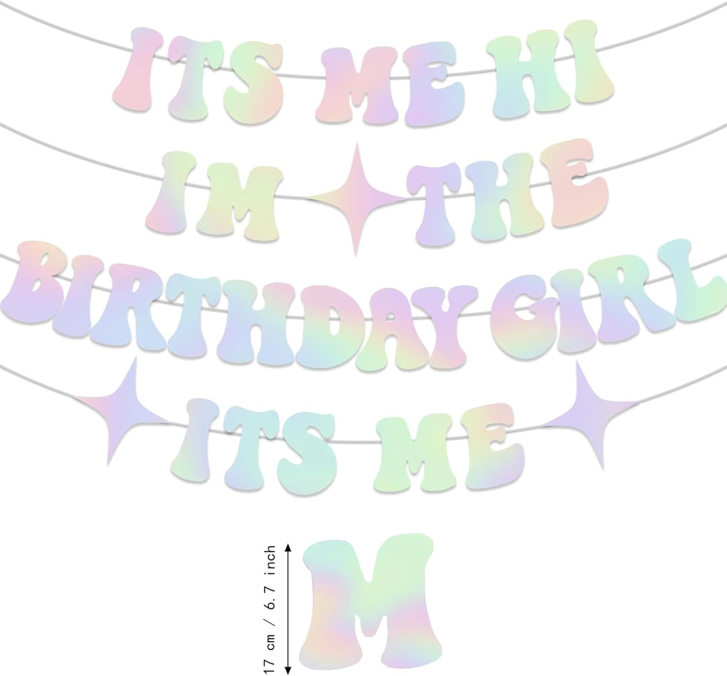 Birthday Party Decorations,Its Me Hi Im the Birthday Girl Its Me Banner,Birthday Banner Supplies Themed Decor,Glitter Iridescent Popular Birthday Decorations Banner,Girls Birthday Party Supplies image number 6