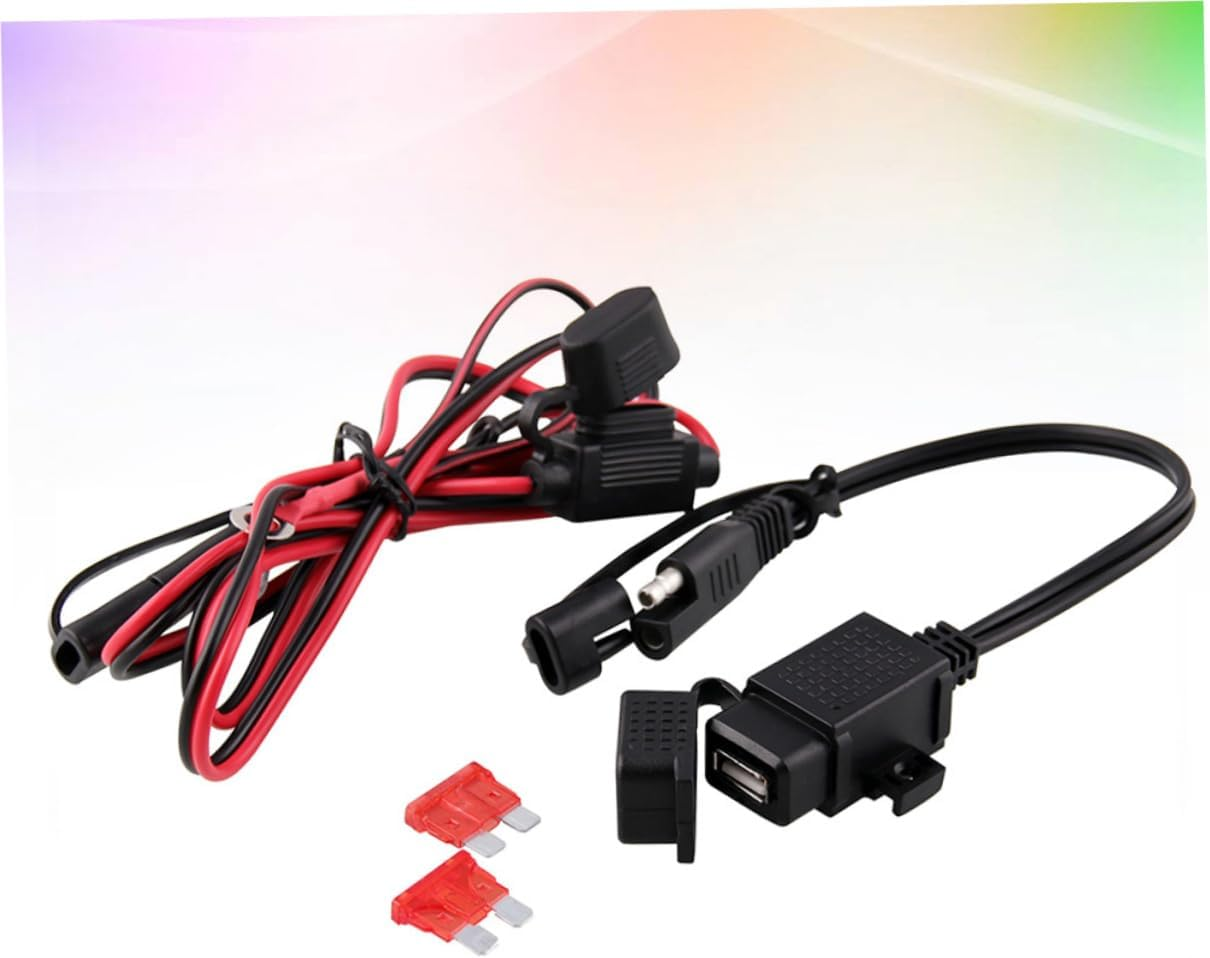SOLUSTRE Dual USB SAE to USB Adapter for Motorcycle Waterproof 12V Phone Charger Cable Heatproof Abs Copper Inline Fuse image number 4