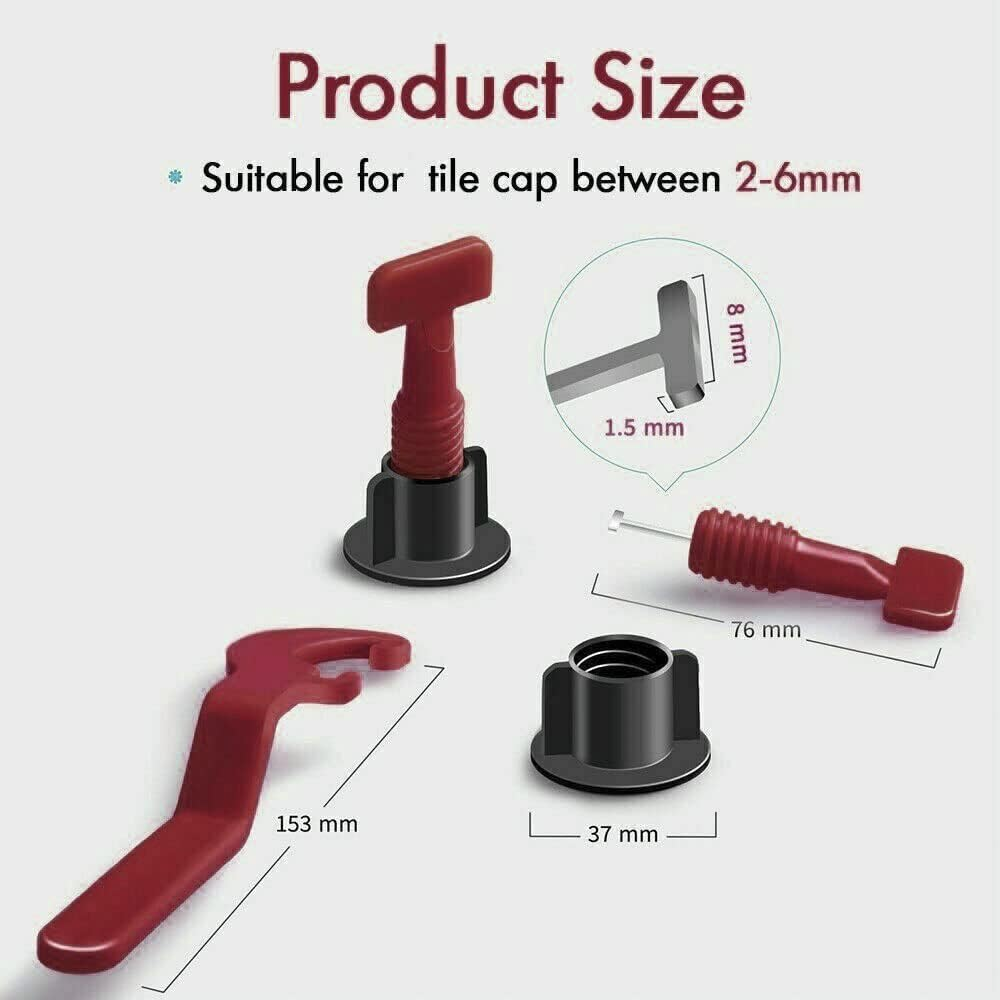 50-200 Tile Leveling System Clips Levelling Spacer Tiling Tool Floor Wall Wrench (6 Wrenches + 150 Pcs Clips) image number 6