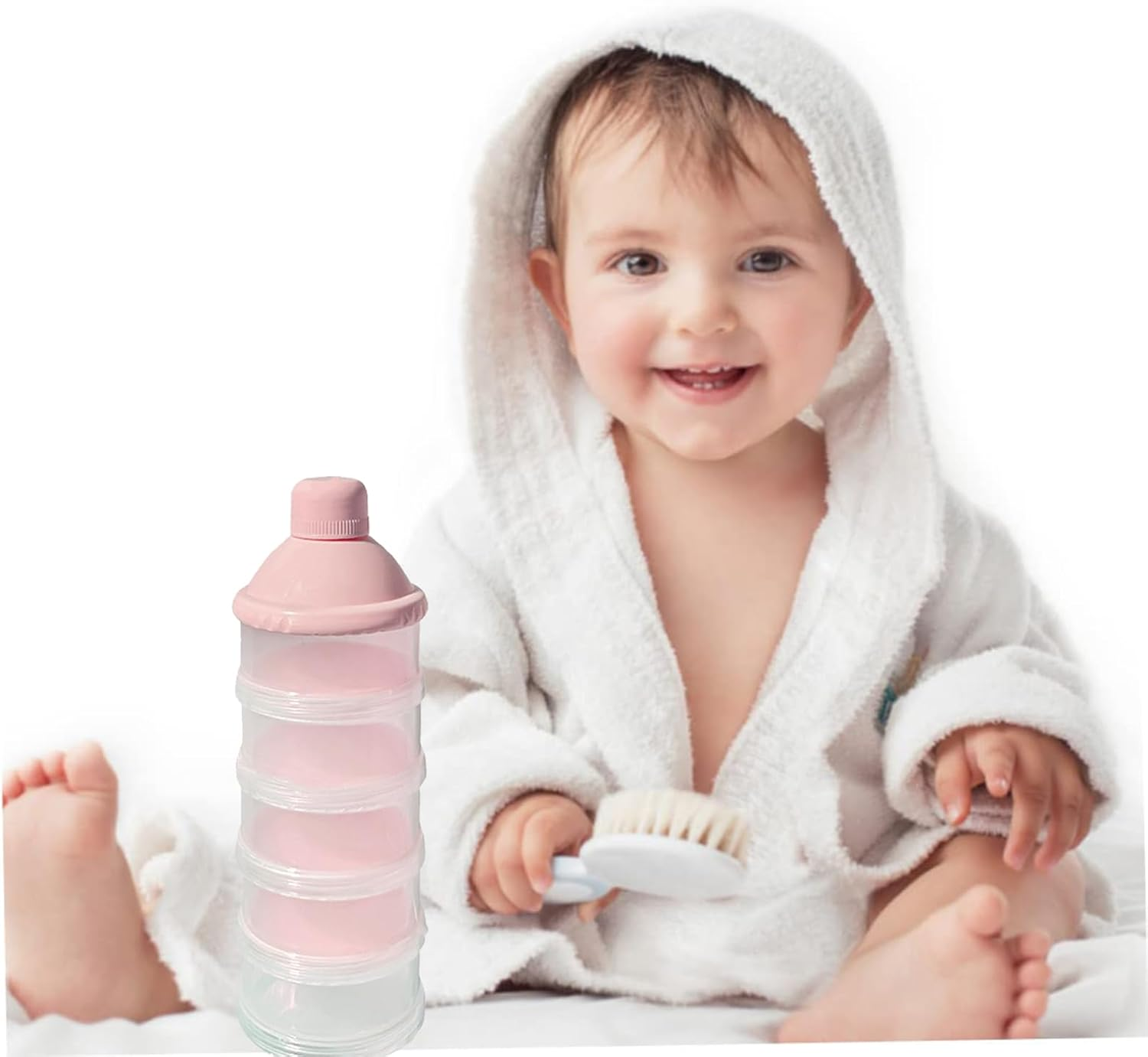 2 PCS 5 Layers Baby Milk Powder Dispenser, Milk Powder Pots, Formula Dispenser Portable Milk Powder Formula Dispenser Container Pot Box Milk Cans Snack Storage Box for Travel(Light Pink+ Light Pink) image number 2