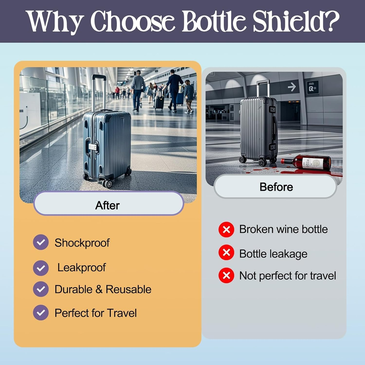 6 Pack Reusable Wine Bottle Travel Bags &ndash; Leakproof Triple-Protection Sleeves for Airplane, Car, and Luggage Use image number 2