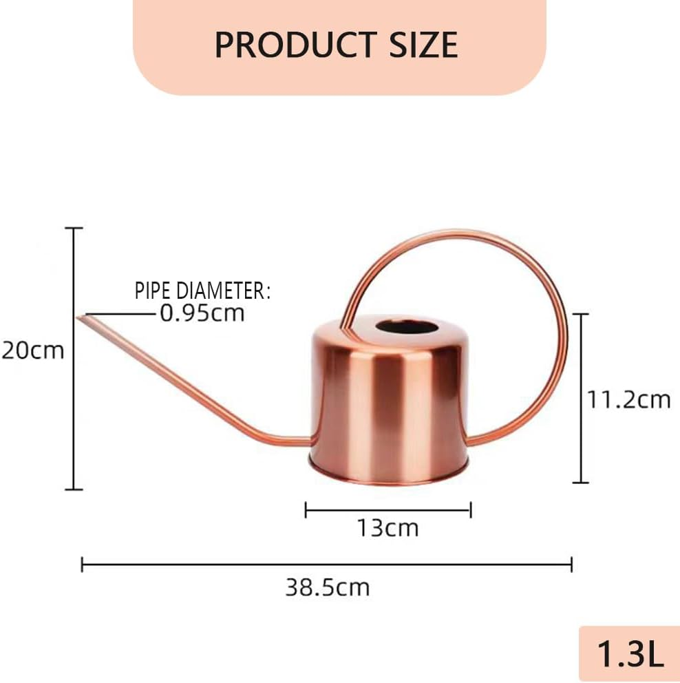 1.3 L Metal Watering Can for Indoor Plants &ndash; Long Spout, Rust-Proof, Durable and Stylish Red Copper Design &ndash; Perfect for Precise Watering &ndash; 38.5 X 13 X 20 CM image number 5