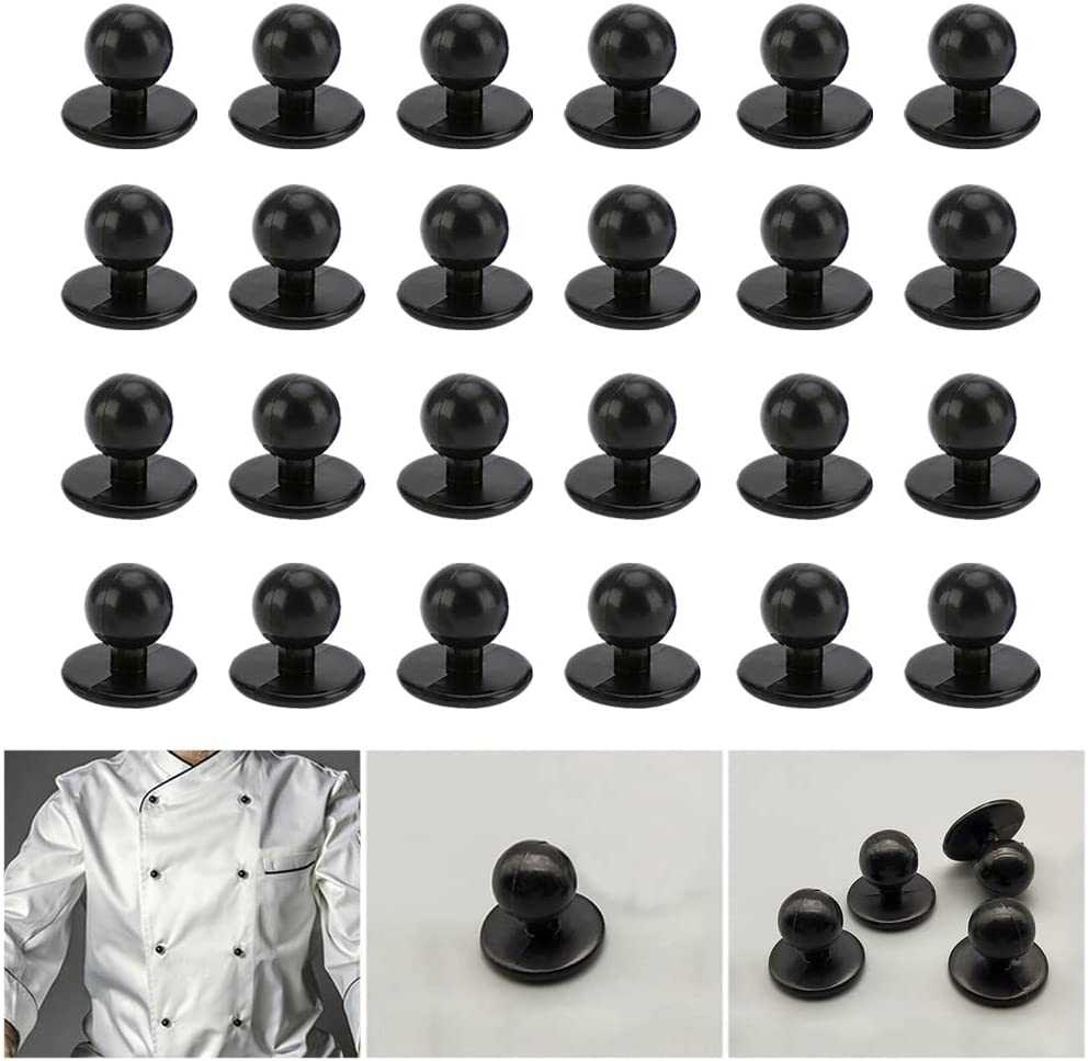 1Xnew Chef Jacket Buttons 10 X Black Chefs Button Replacement Pack Set image number 1