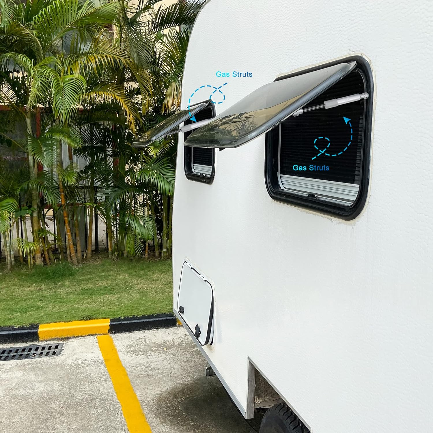 X AUTOHAUX 2Pcs 8Inch 250N/55Lbs Gas Struts Shocks Lift Supports Lid Supports Lid Stay Silver Tone RV Cabinet Lift Support image number 4