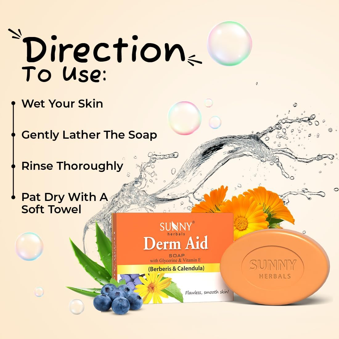 Baksons Sunny Derm Aid Soap with Berberis and Calendula, 75G - Pack of 4 image number 1