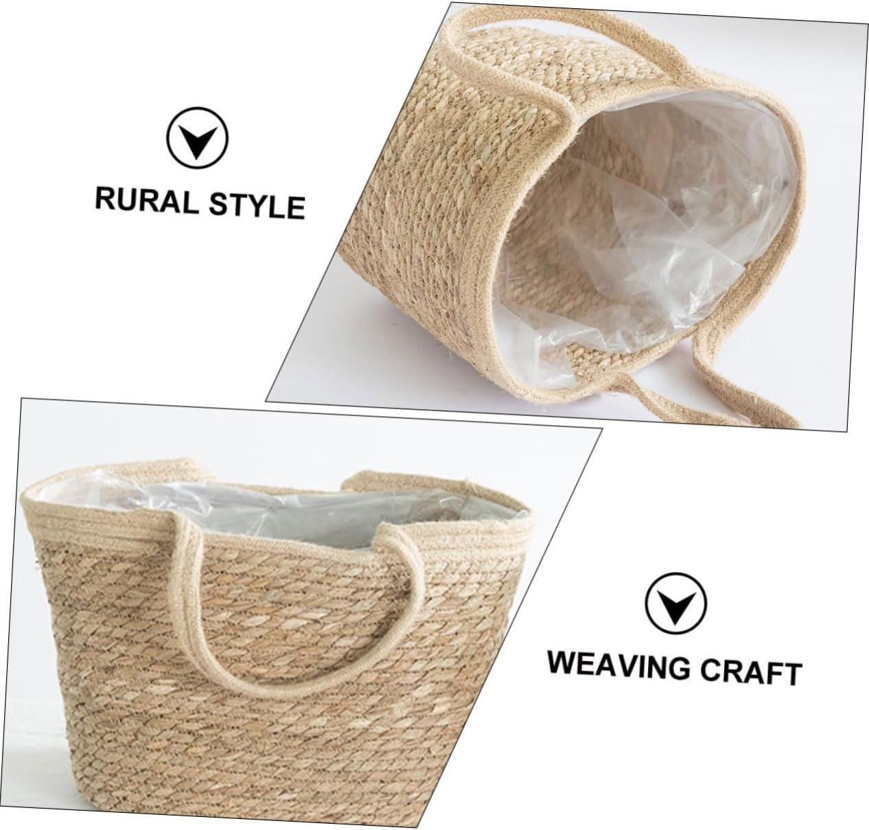 BESPORTBLE Straw Flower Basket Small Woven Storage Basket for Plants for Gardening Supplies Portable and Decorative for Home Use image number 4