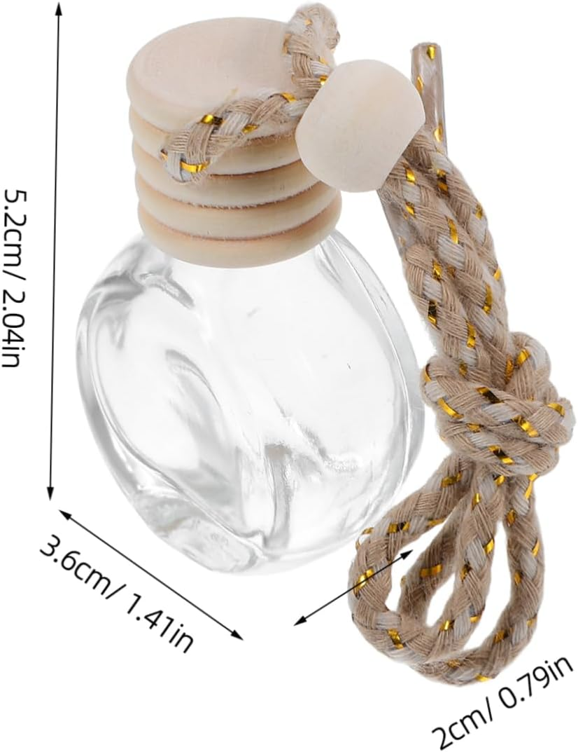 6Pcs Empty Perfume Bottle Car Hanging Decor Glass Delicate Car Diffuser Reusable Hanging Aroma Bottle image number 3