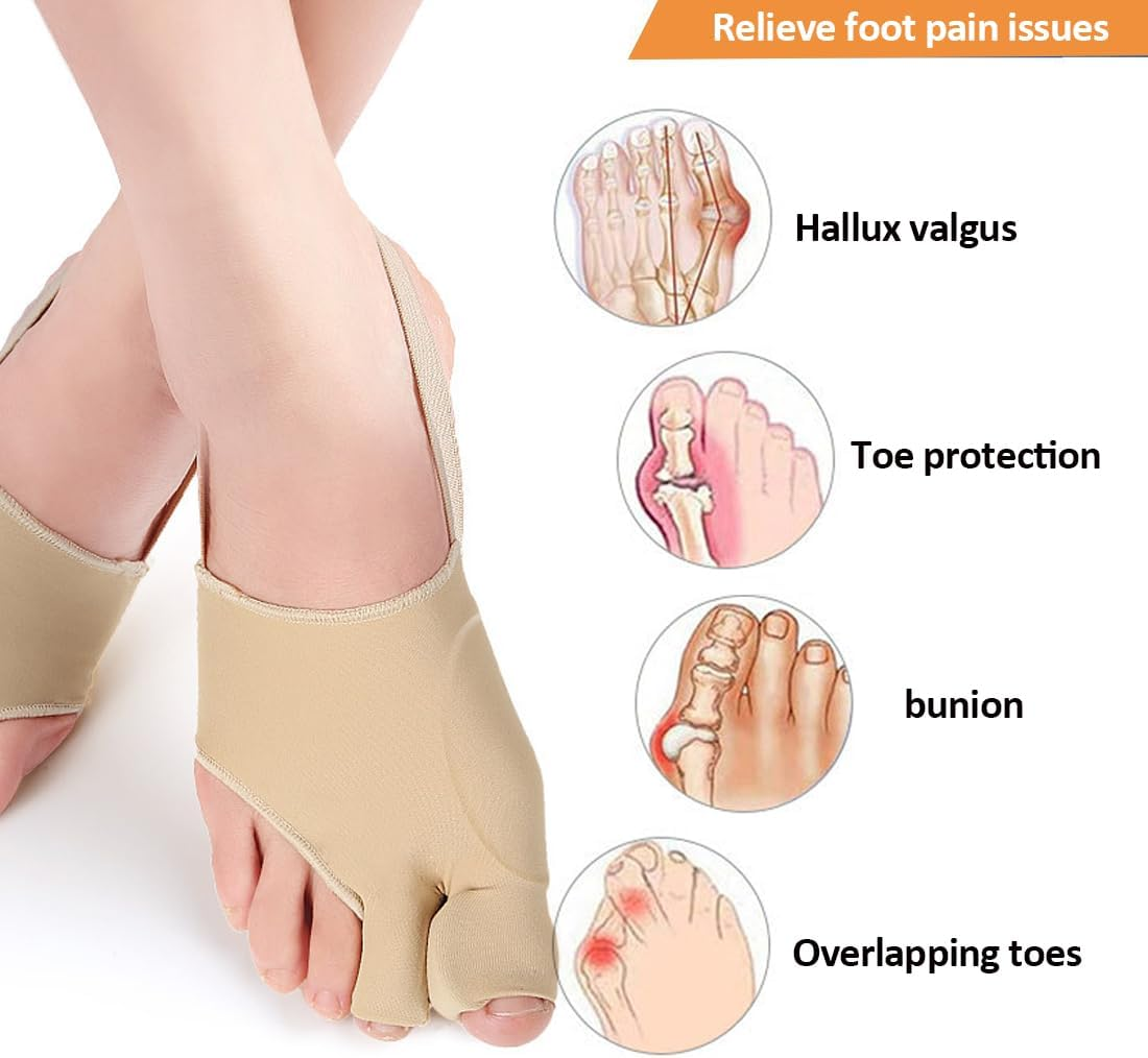 TISCH Pack of 2 Hallux Valgus Correction Bandage with Heel Band - Toe Spreader Hallux Valgus - Toe Separator Large Toe - Hallux Valgus Socks with Gel Protection image number 2