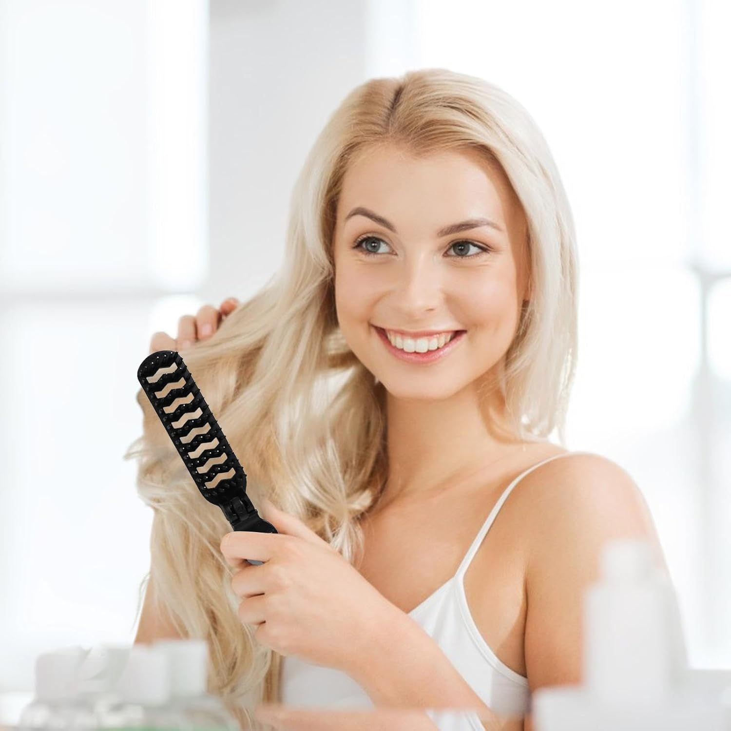 Folding Hair Brush, Travel Hair Brush | Foldable Hair Comb with Mirrors,Pocket Comb for Thick Curly Hair,Travel Hair Brush Foldable Travel Hair Brush P image number 2