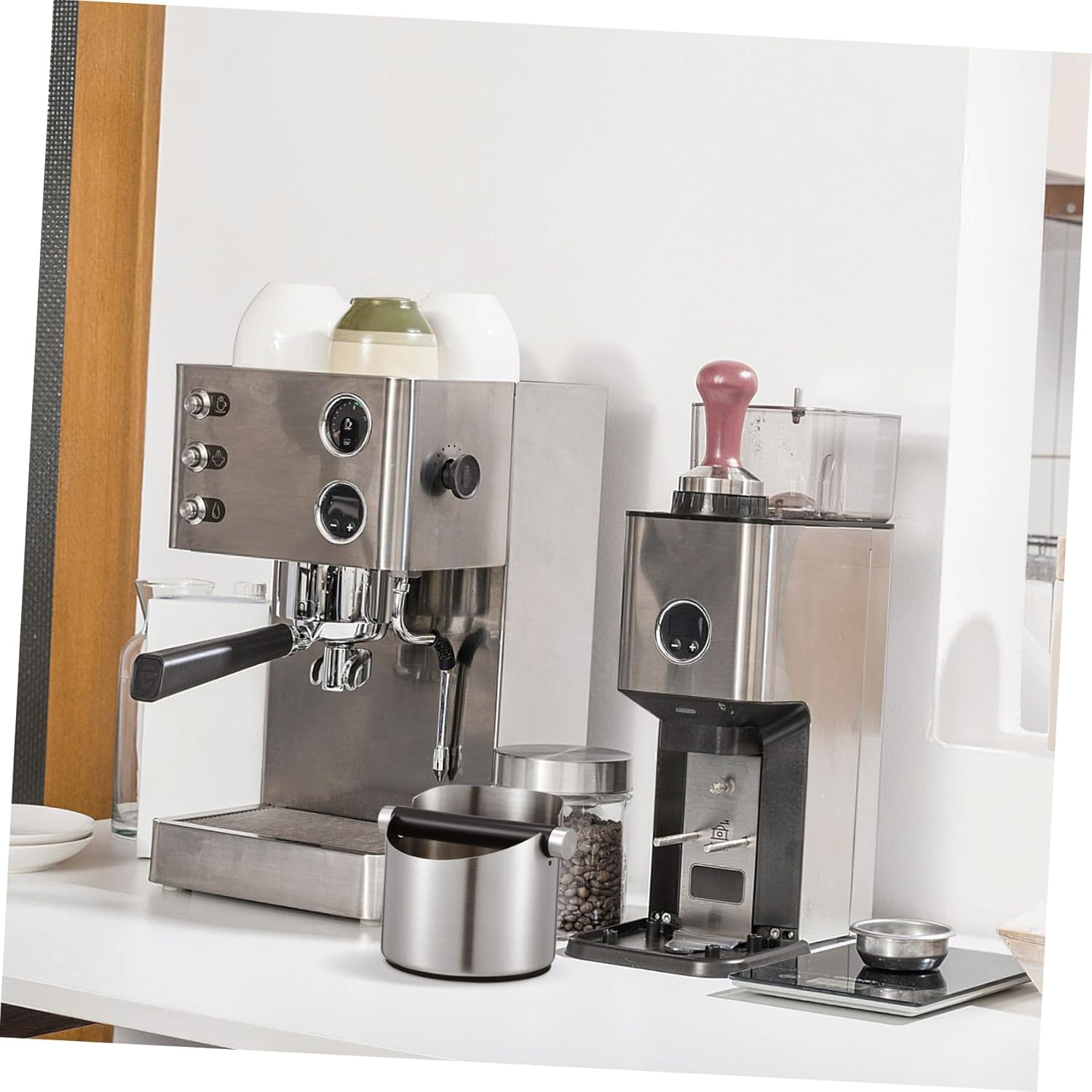 HOODANCOS Stainless Steel Espresso Dump Bin Coffee Knock Holder with Deep Bowl Large Capacity Coffee Grounds Storage Container for Home Bar Cafe Kitchen image number 6