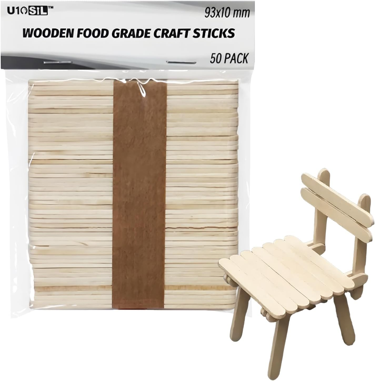 50/100/150Pcs Wooden Craft Sticks Paddle Popsicle Coffee Stirrers Ice Cream Stick Kids Multi-Purpose Popsicle Sticks for Crafts, ICES, & Ice Cream DIY (50) image number 2