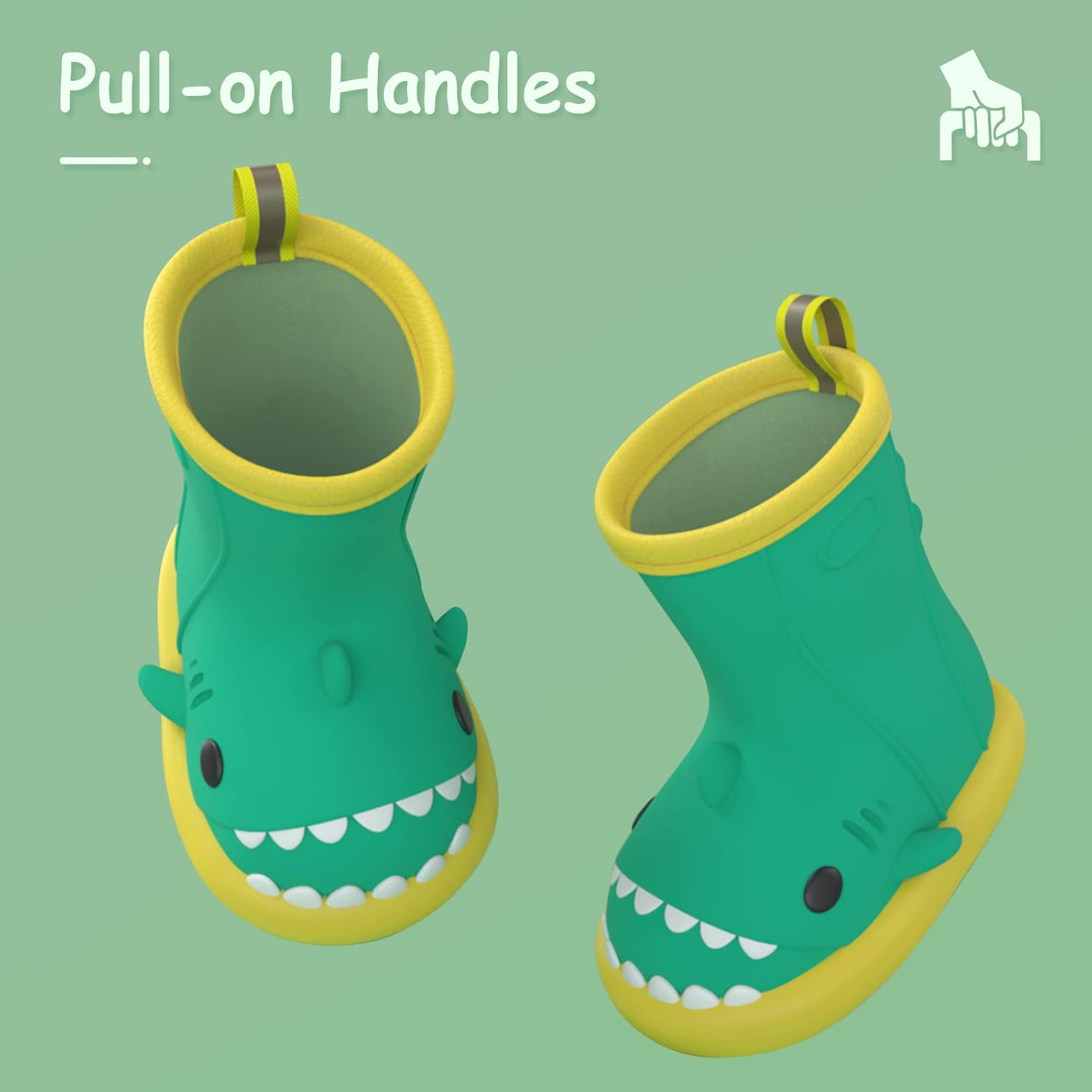 USOR Children'S Rain Boots Baby Boys Girls Non-Slip Rain Boots Water Shoes Waterproof Children'S Rubber Shoes with Carton Shark image number 6