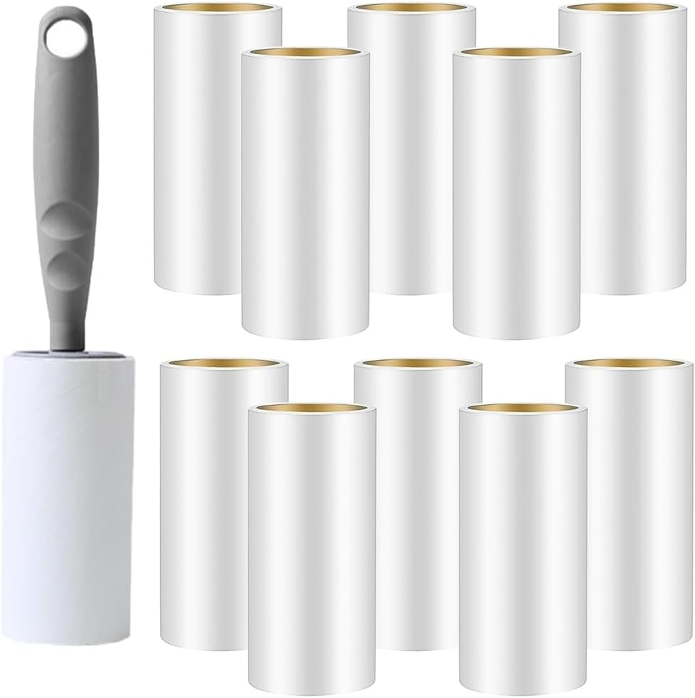 Lint Roller, Pet Hair, 10 Rolls, 600 Sheets, Extra Sticky Lint Remover, Portable Lint Roller for Clothes, Hair, Sofa, Bed, Cat Hair, Dog Hair image number 2