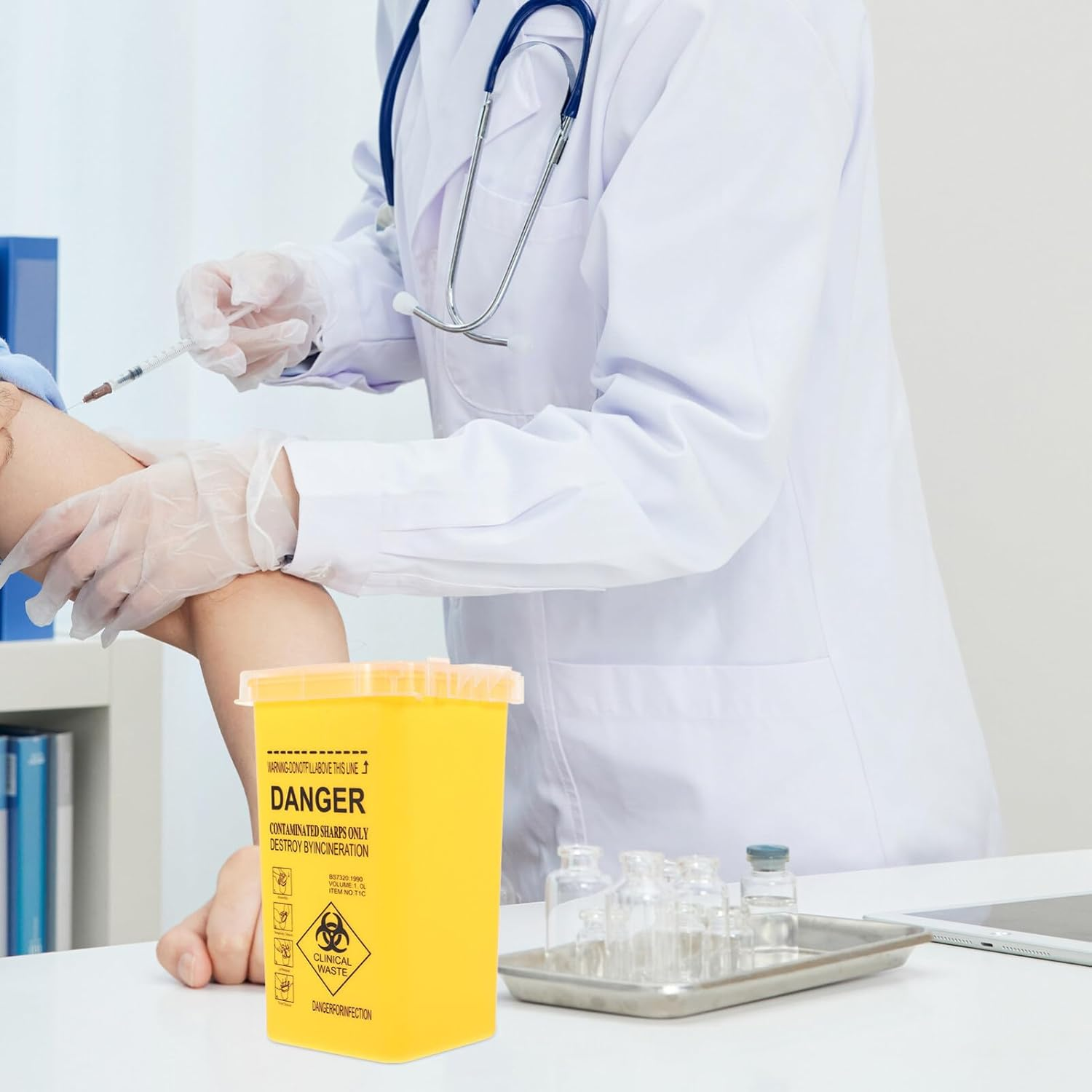 Gatuida Waste Sharps Container Travel Sharps Container Small Sharps Container Plastic Trash Can Sharps Bucket Sharps Plastic Bucket Sharps Waste Bucket Multipurpose Plastic Barrel Pp image number 1