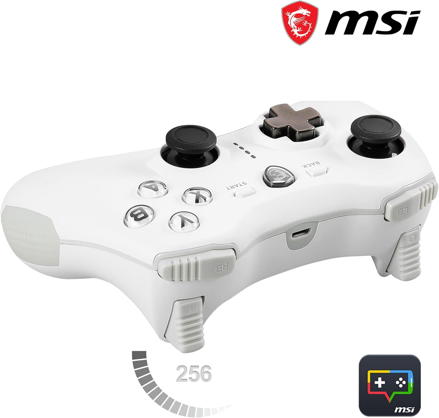 MSI FORCE GC20 V2 WHITE Wired PC Gamepad Controller - Interchangeable D-Pad Covers, Dual Vibration Motors, USB 2.0 - Wired