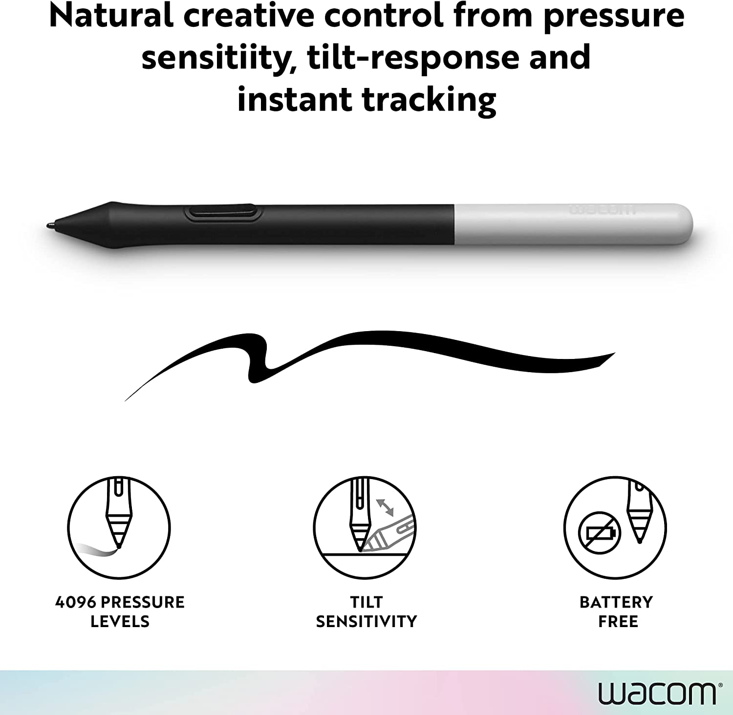 Wacom One Pen CP91300B2Z for Wacom One Creative Pen Display, 5.6", Black/Silver image number 3
