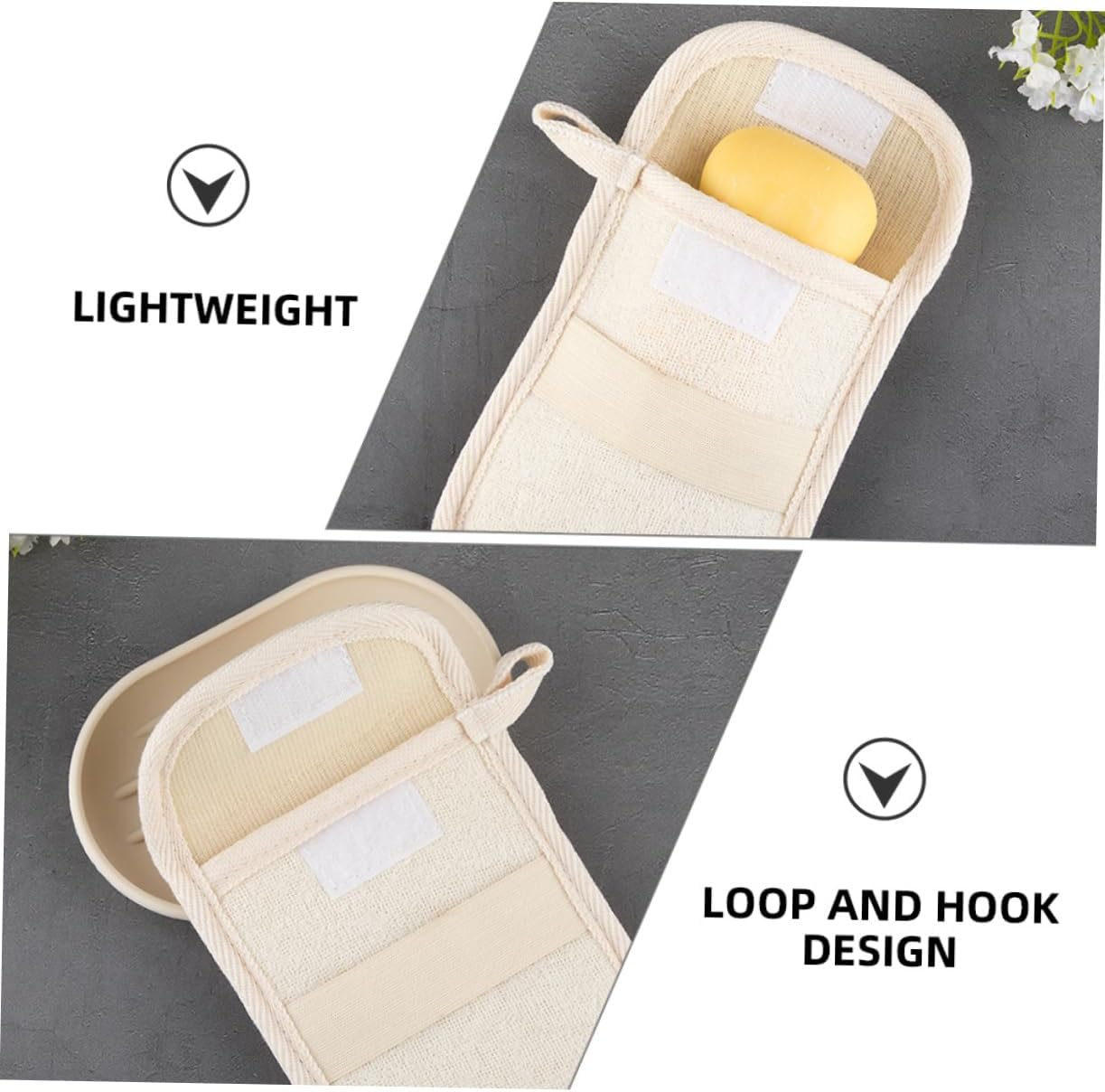 OATIPHO 2Pcs Portable Exfoliating Soap Pouches Multi-Function Cotton and Linen Soap Bags for Bathing for Storage and Skin Care for Home and Travel Use image number 3