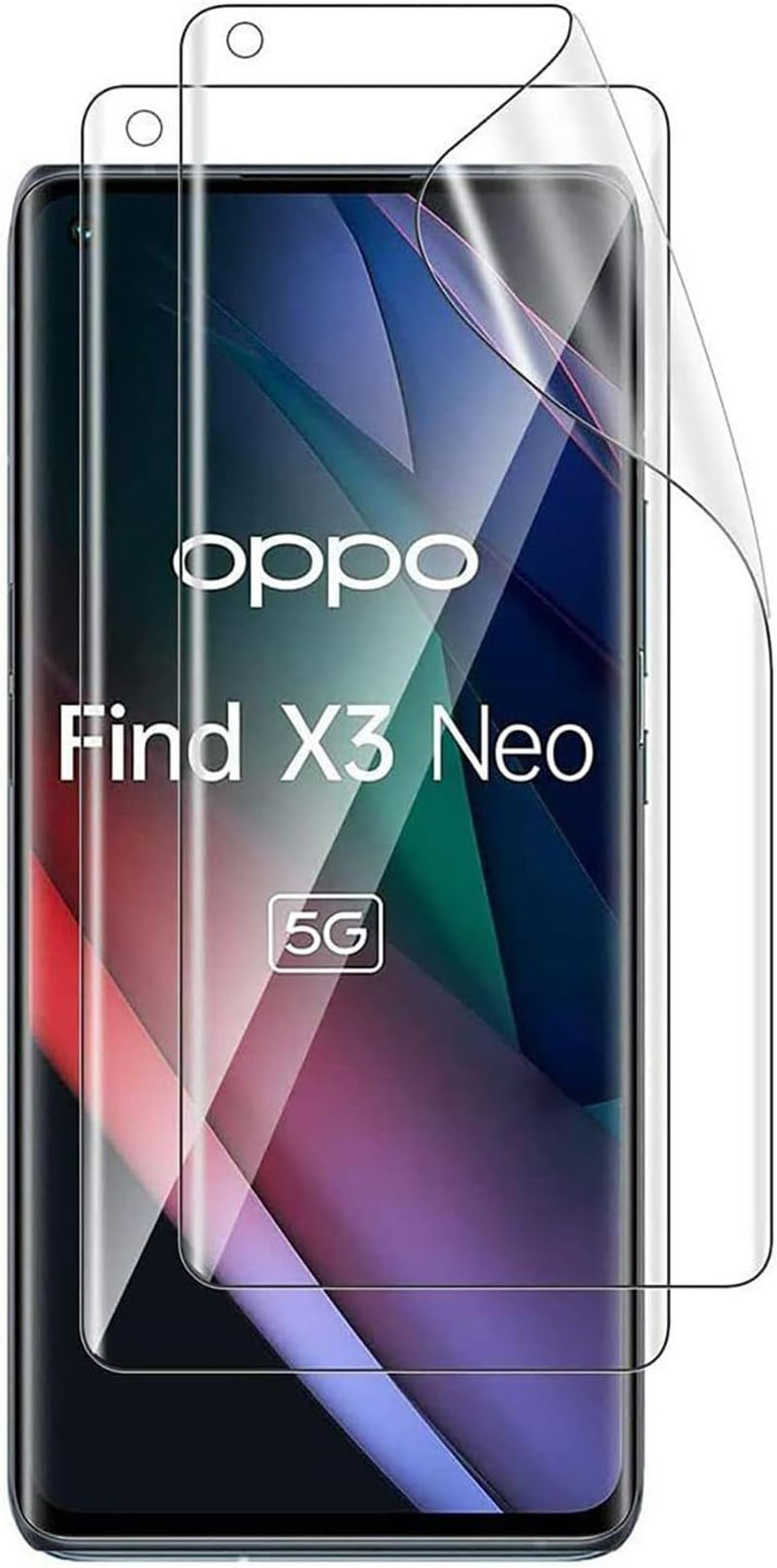 [Pack of 2] Hydrogel Screen Protector for OPPO Find X3 Neo 5G (6.55 Inch), Transparent Soft TPU Protective Film (No Tempered Glass) [HD Transparent] [High Sensitivity] image number 1