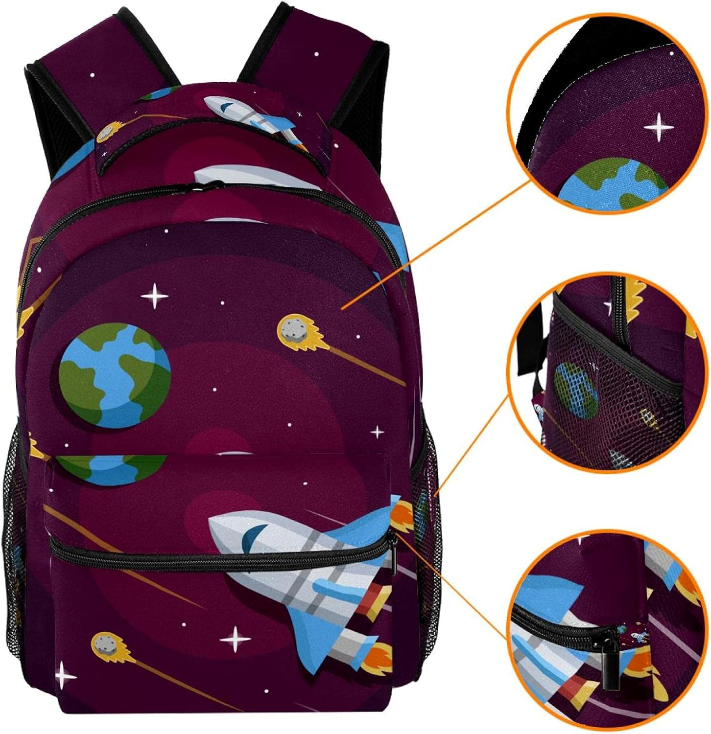 Creative Space Earth Spaceship Backpack Students Shoulder Bags Travel Bag College School Tote Backpacks image number 3