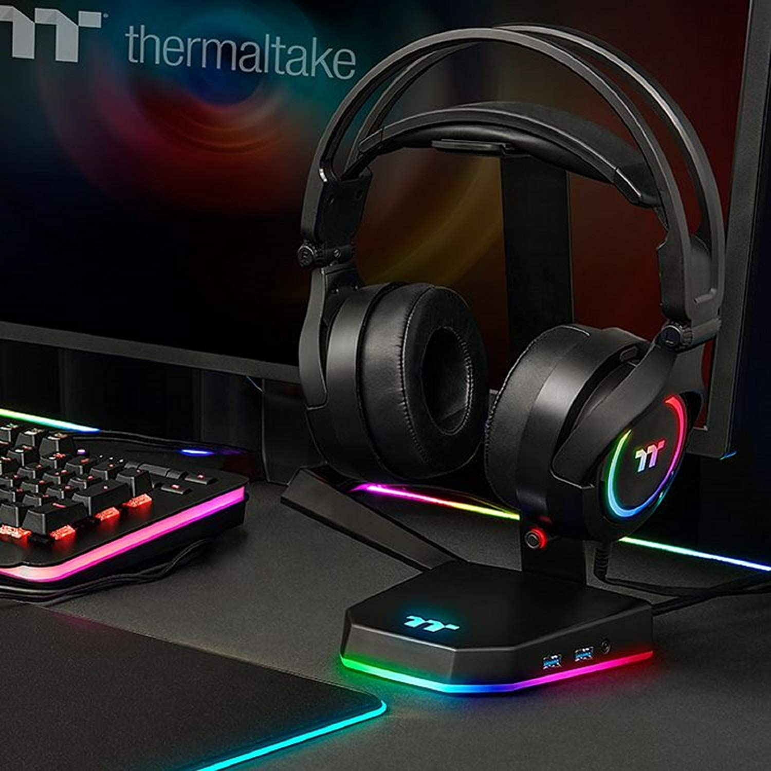 Thermaltake E1 RGB Gaming Headset Stand, GEA-TTP-THSBLK-06