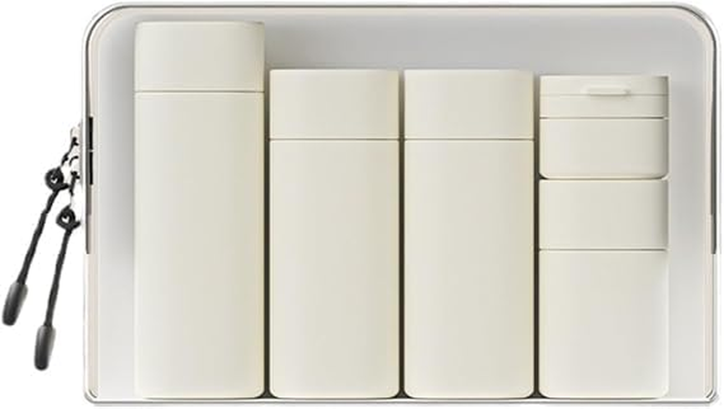 Bekith 5Pcs Travel Cream Dispenser Bottles Set Travel Bottles Toiletry Containers Set, TSA Approved, Travel Essentials (Beige)