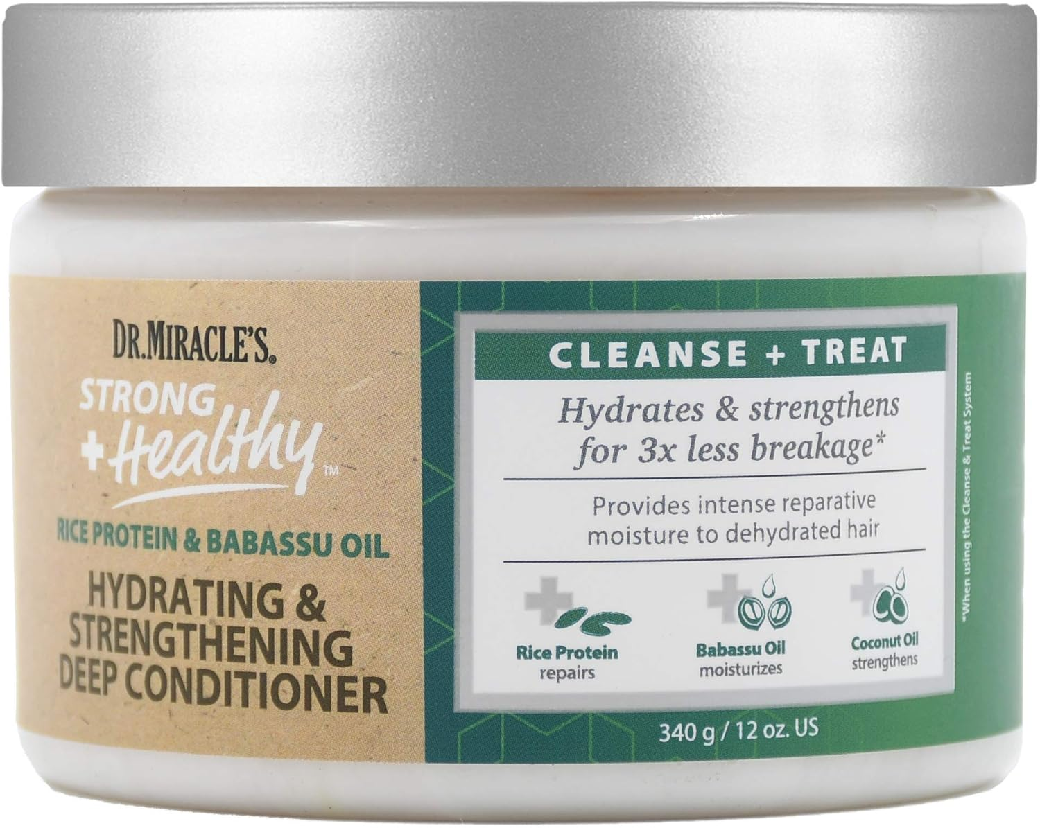 Strong & Healthy Hydrating & Strengthening Deep Conditioner. Contains Coconut Oil to Provide Intense Moisture and Repair Damaged Hair. image number 3