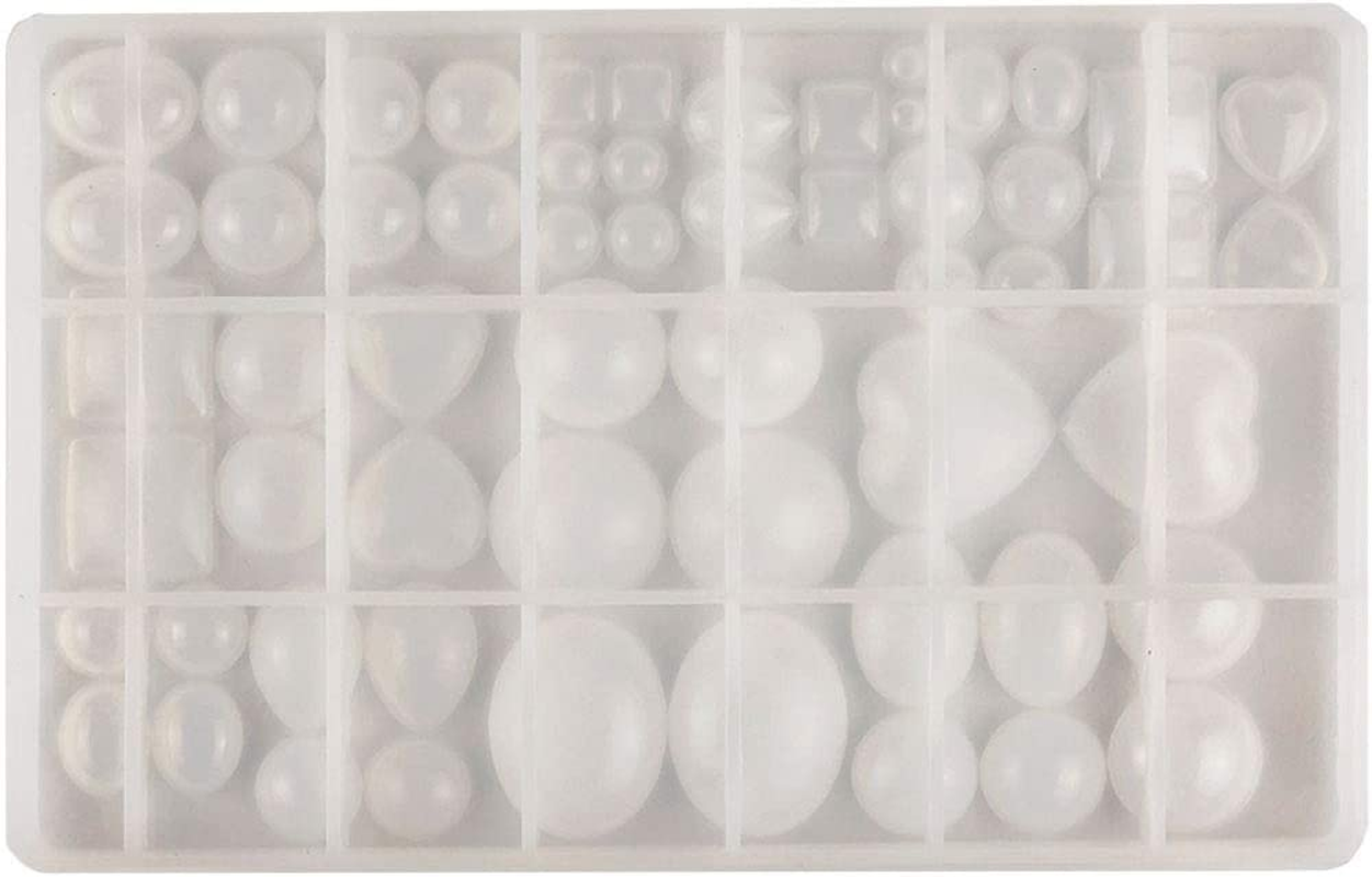Cabochon Gem Jewelry Silicone Mold Kit Oval Teardrop Square Heart round Shapes for Polymer Clay Crafting Resin Epoxy Pendant Earrings Making Casting DIY Craft Mold 29 Design 58 Cavity Large image number 3