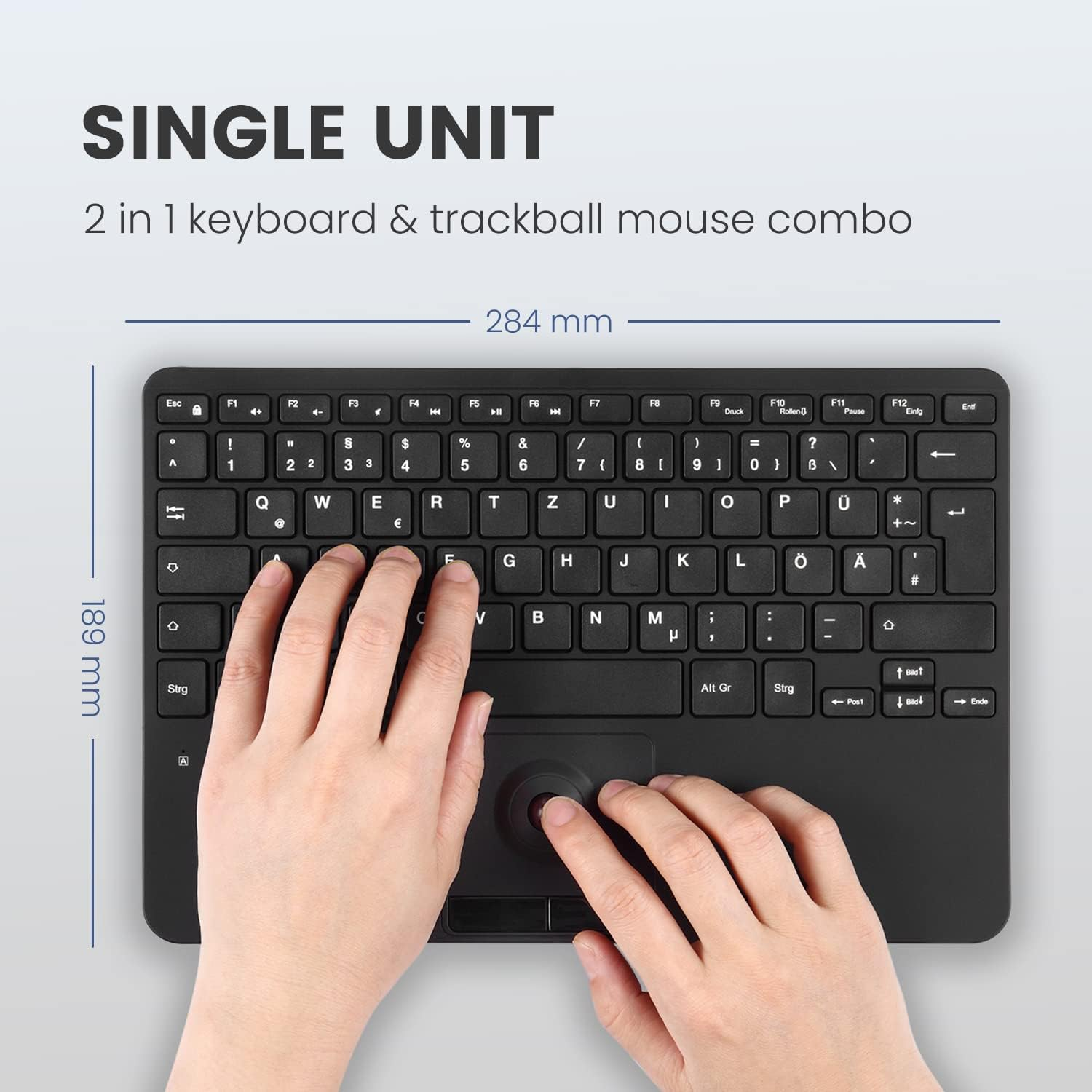 Perixx PERIBOARD-526 US, Wired Mini USB Keyboard with Trackball - X Type Scissor Keys - 11.18X7.17X1.1 Inches - Build-In 2 USB Hubs - US English image number 5