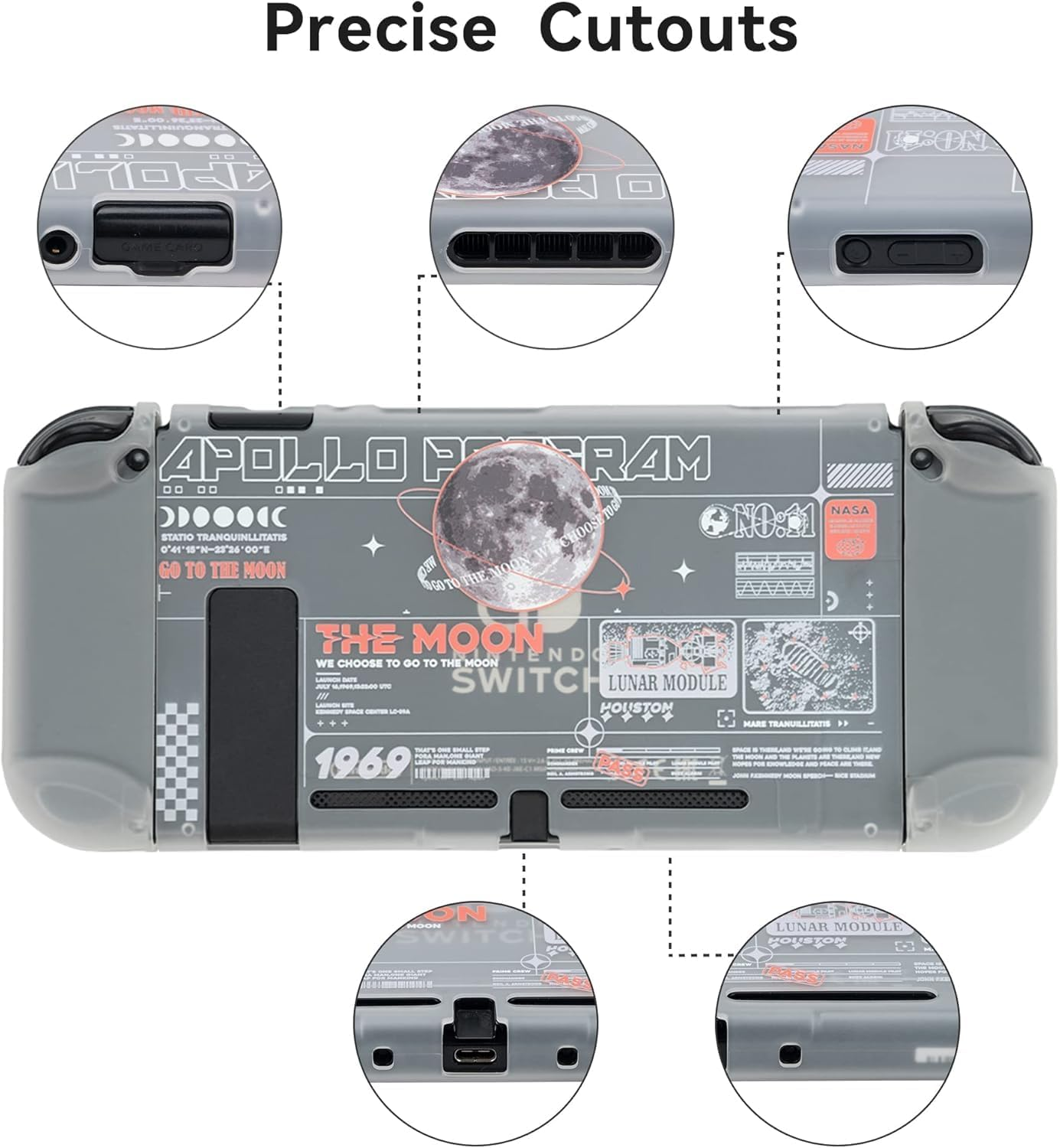 Geekshare Protective Case Cover Compatible with Switch and Game Console Shock-Absorption and Anti-Scratch, the Moon image number 2