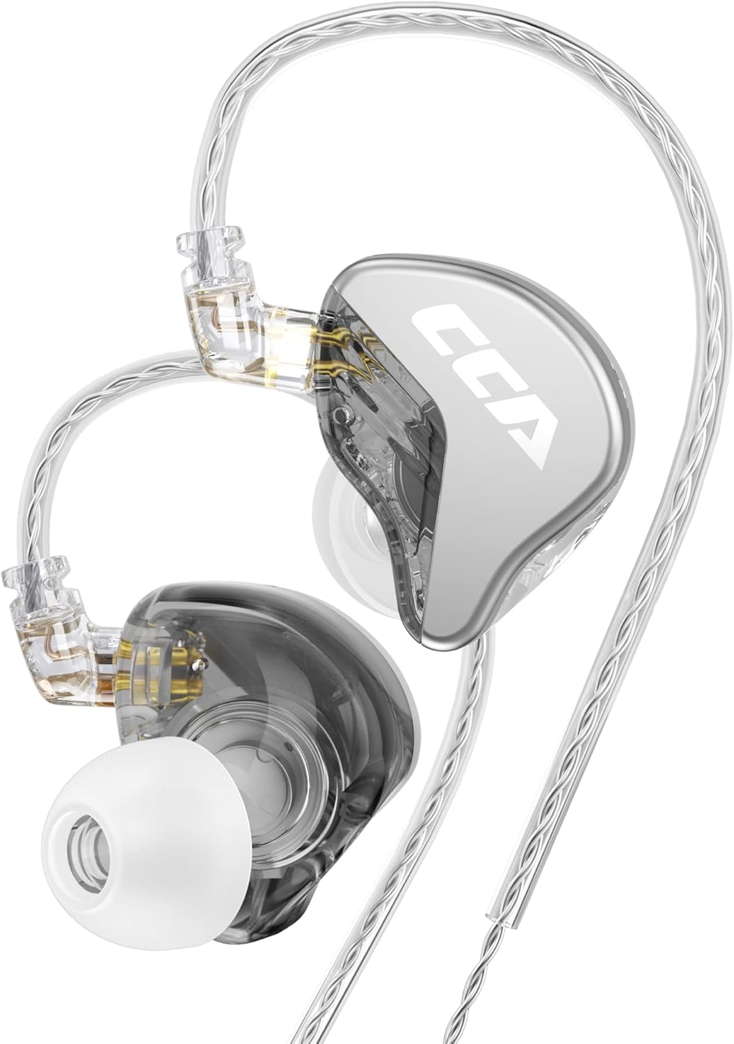 CCA CRA in Ear Earphone, Ultra-Thin Diaphragm Dynamic Driver IEM, Clear Sound & Deep Bass, Wired Earbuds with Tangle-Free Removable Cord, Crystal image number 1