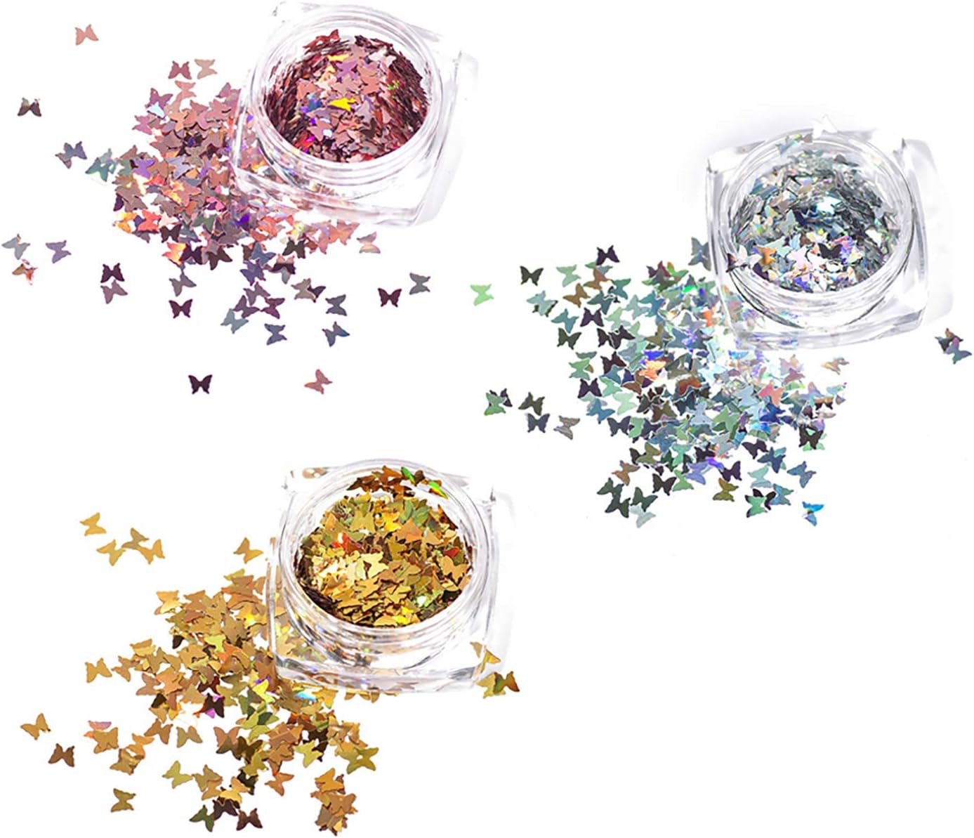 3 Boxes Glitter Powder Sequins Splarkly Colorful Butterfly Nail Sequin