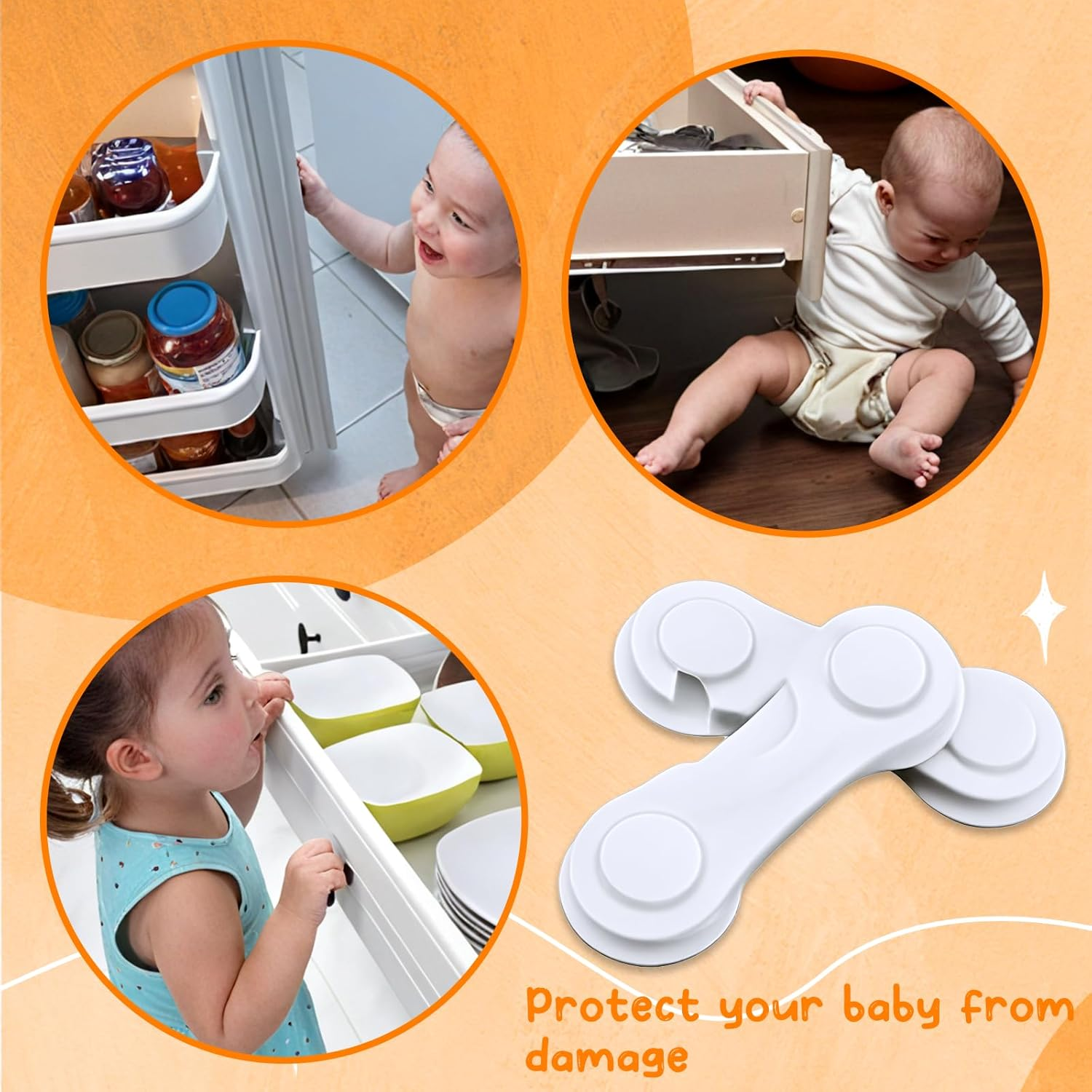 BLUEQUE Child Safety Locks - 12Pack Child Proof Locks for Cabinet Doors, Pantry, Closet, Wardrobe, Cupboard, Drawers, Childproof Cabinet Locks with Adhesive, No Drilling - Baby Proofing Cabinet Lock image number 2